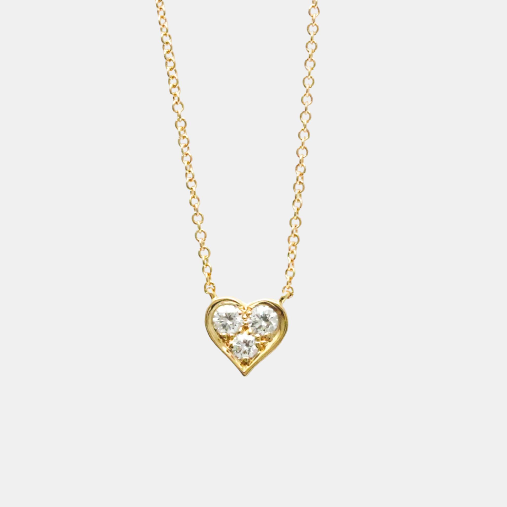 Tiffany & co. 18k rose gold and diamond heart pendant necklace