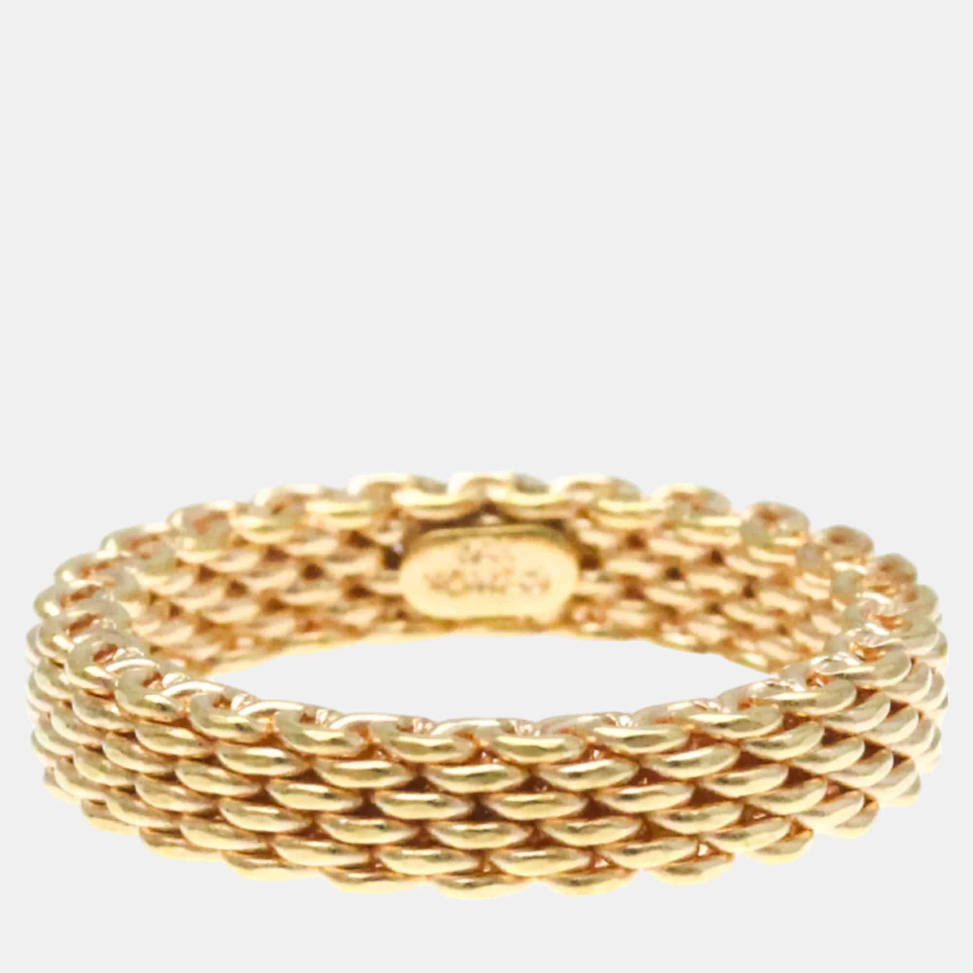 Tiffany & co. 18k rose gold somerset mesh band ring eu 48