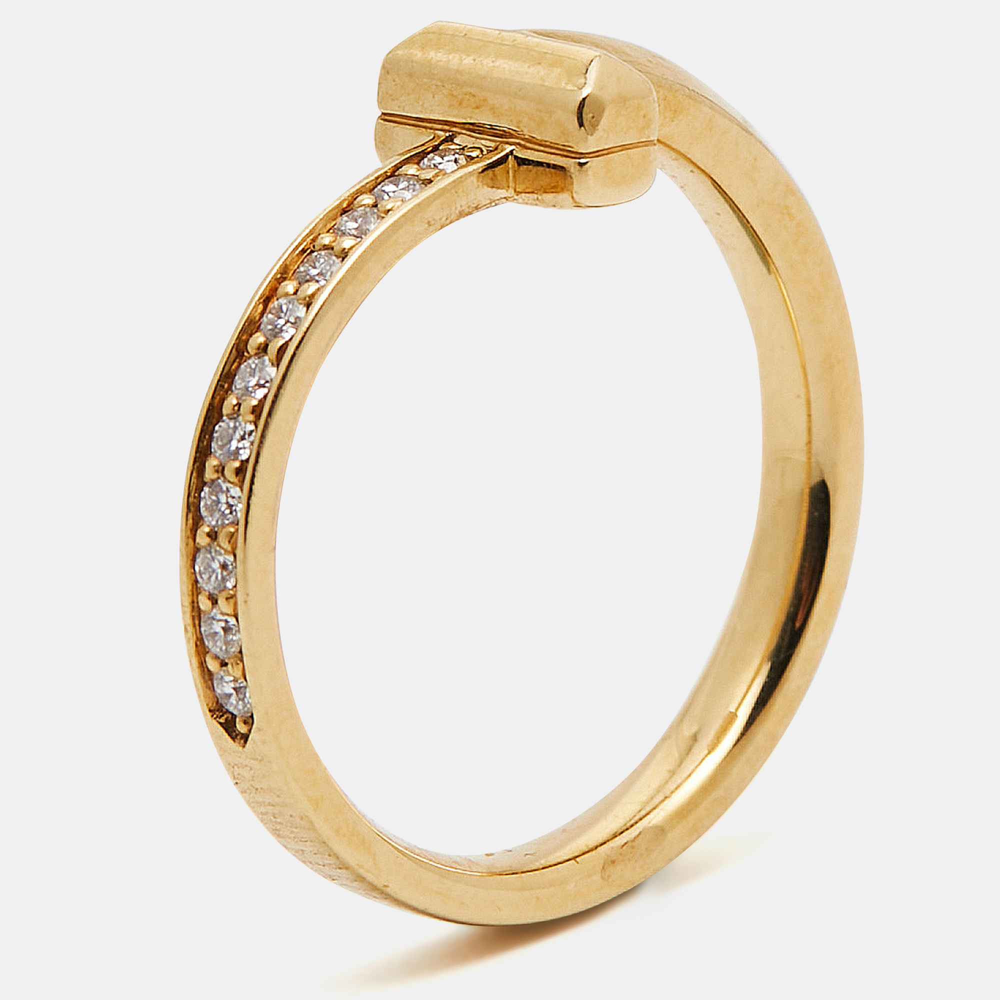Tiffany & co. tiffany t  t1 diamonds 18k yellow gold  ring size 52