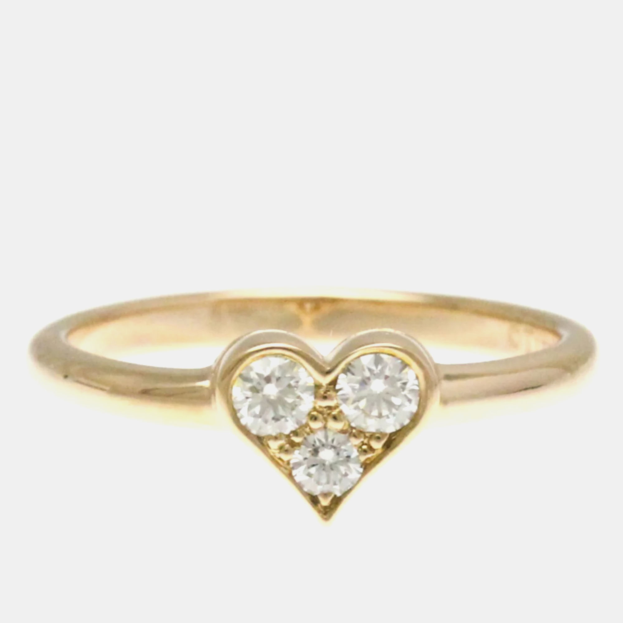 Tiffany & co. 18k rose gold and diamond heart cocktail ring eu 52