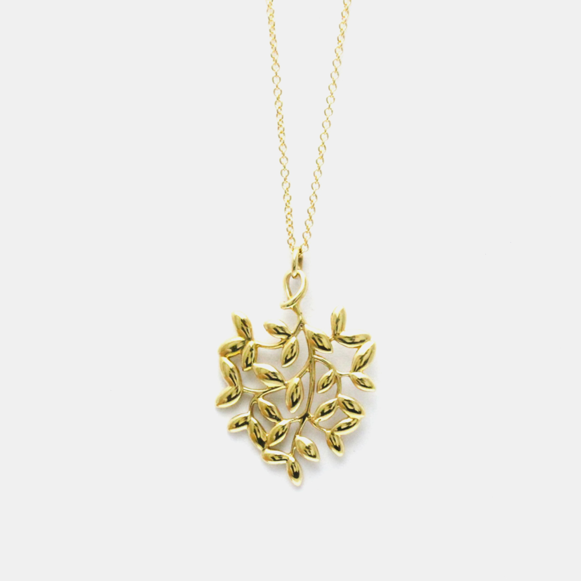 Tiffany & co. 18k yellow gold paloma picasso olive leaf pendant necklace