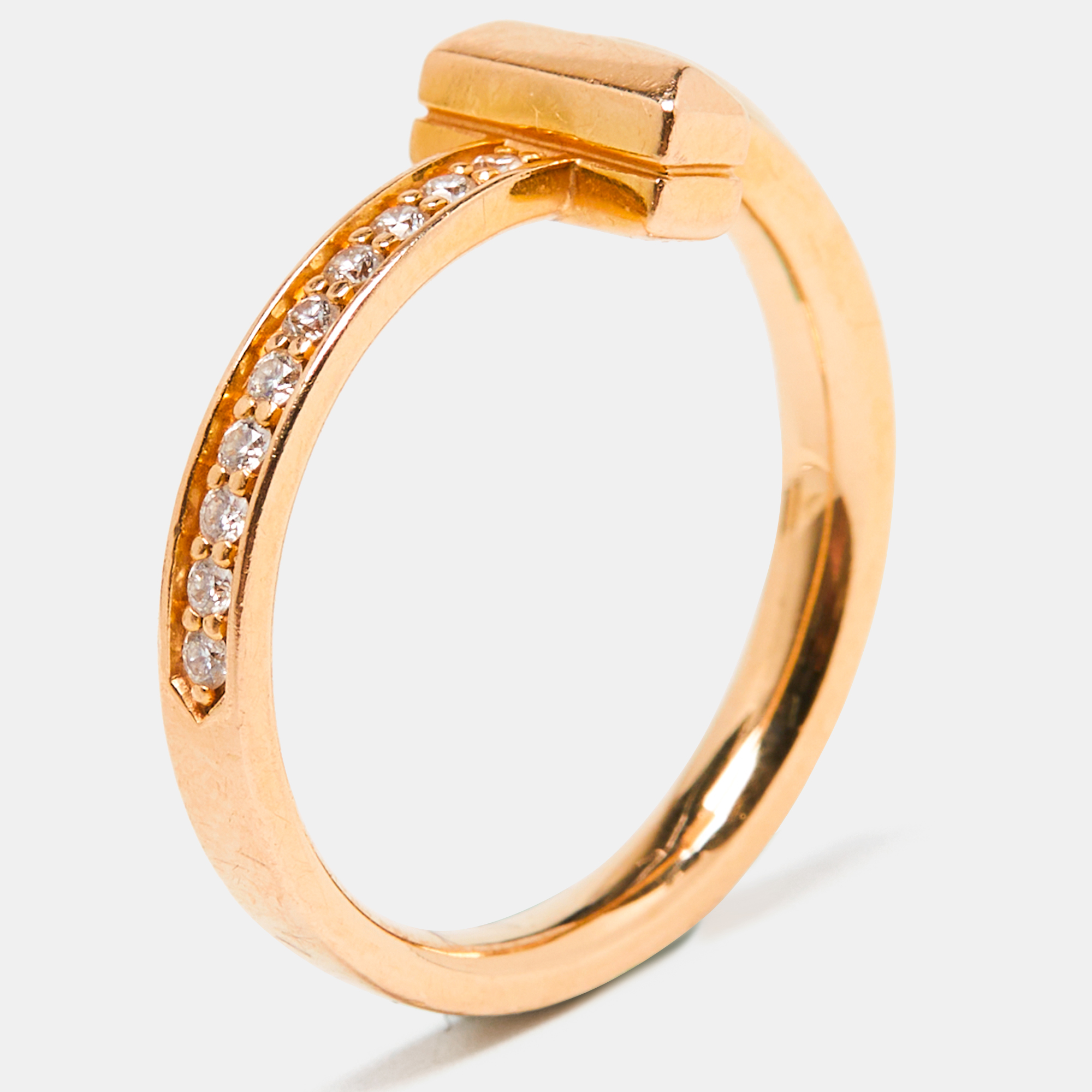 Tiffany & co. tiffany t t1 diamonds 18k rose gold ring size 51