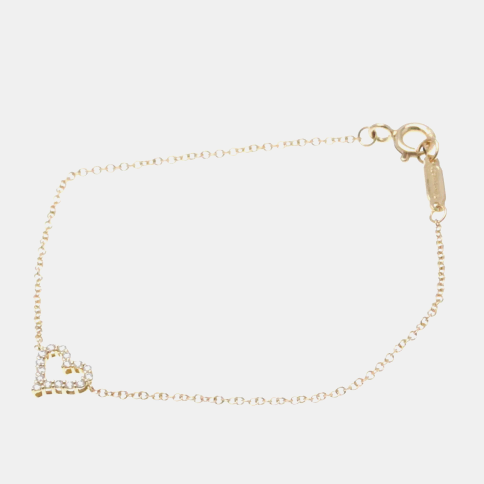 Tiffany & co. 18k rose gold and diamond sentimental heart extra mini chain bracelet
