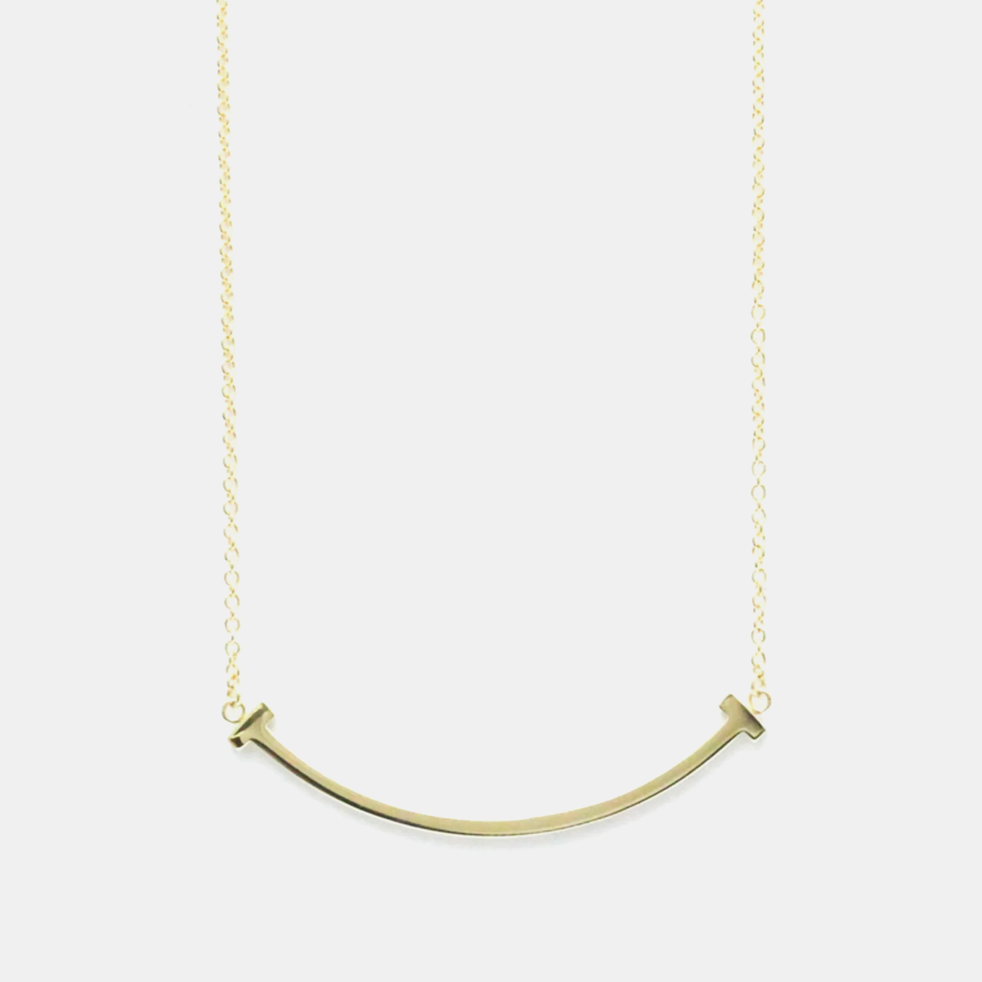 Tiffany & co. 18k yellow gold t smile pendant necklace
