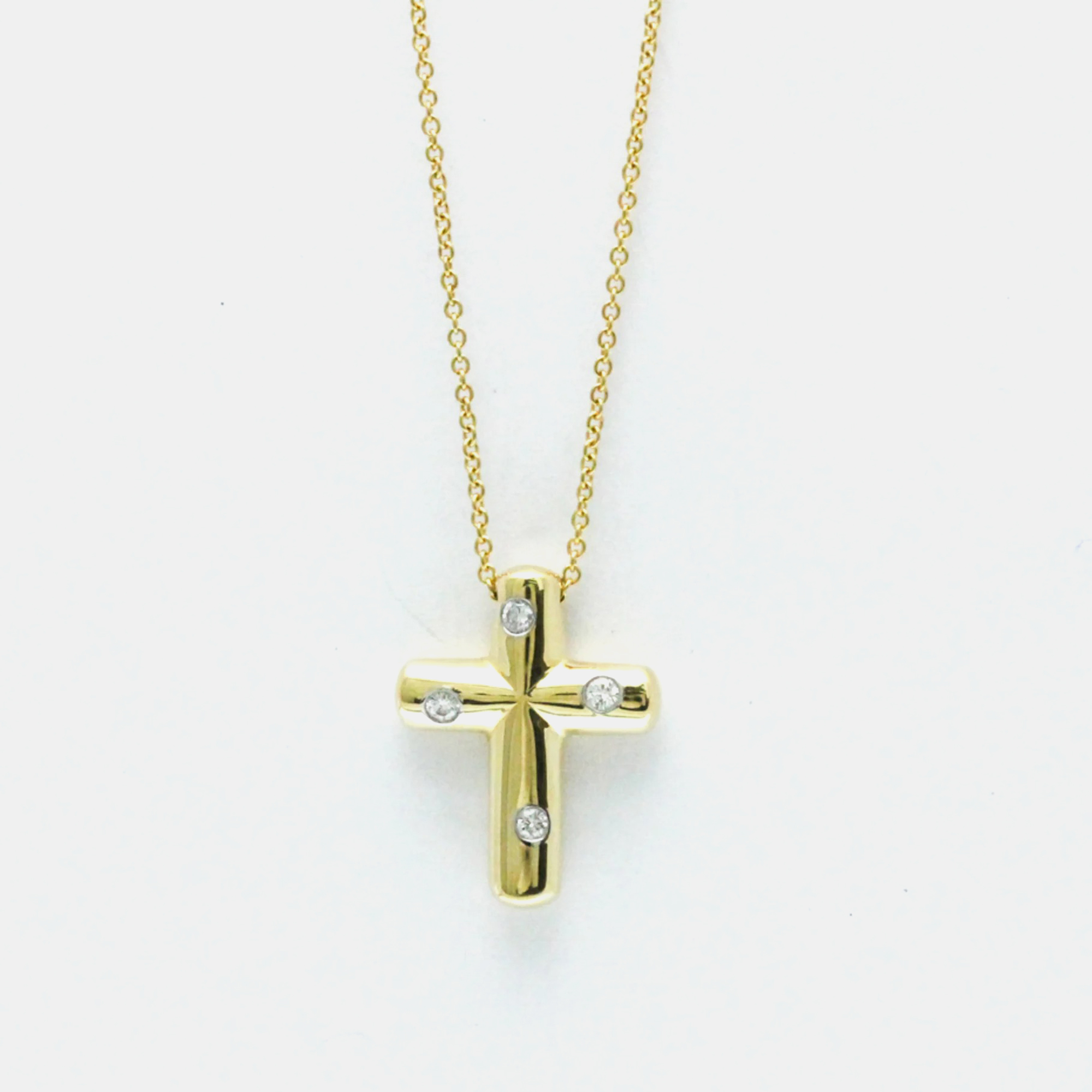 Tiffany & co. 18k yellow gold and diamond etoile cross pendant necklace
