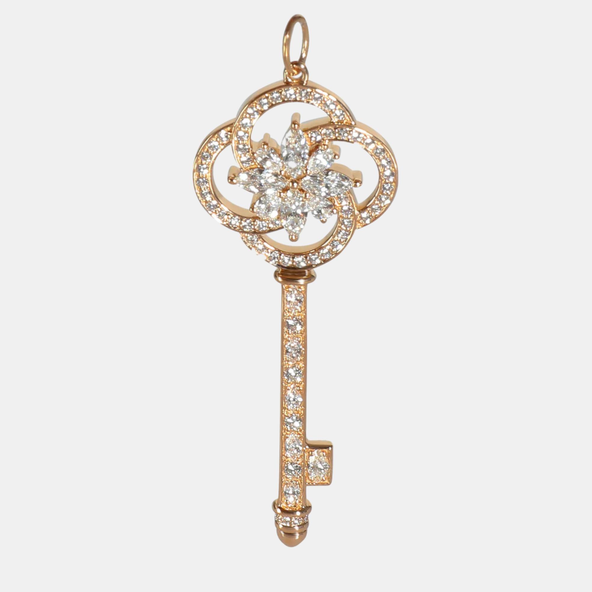 Tiffany & co. 18k rose gold victoria large key pendant