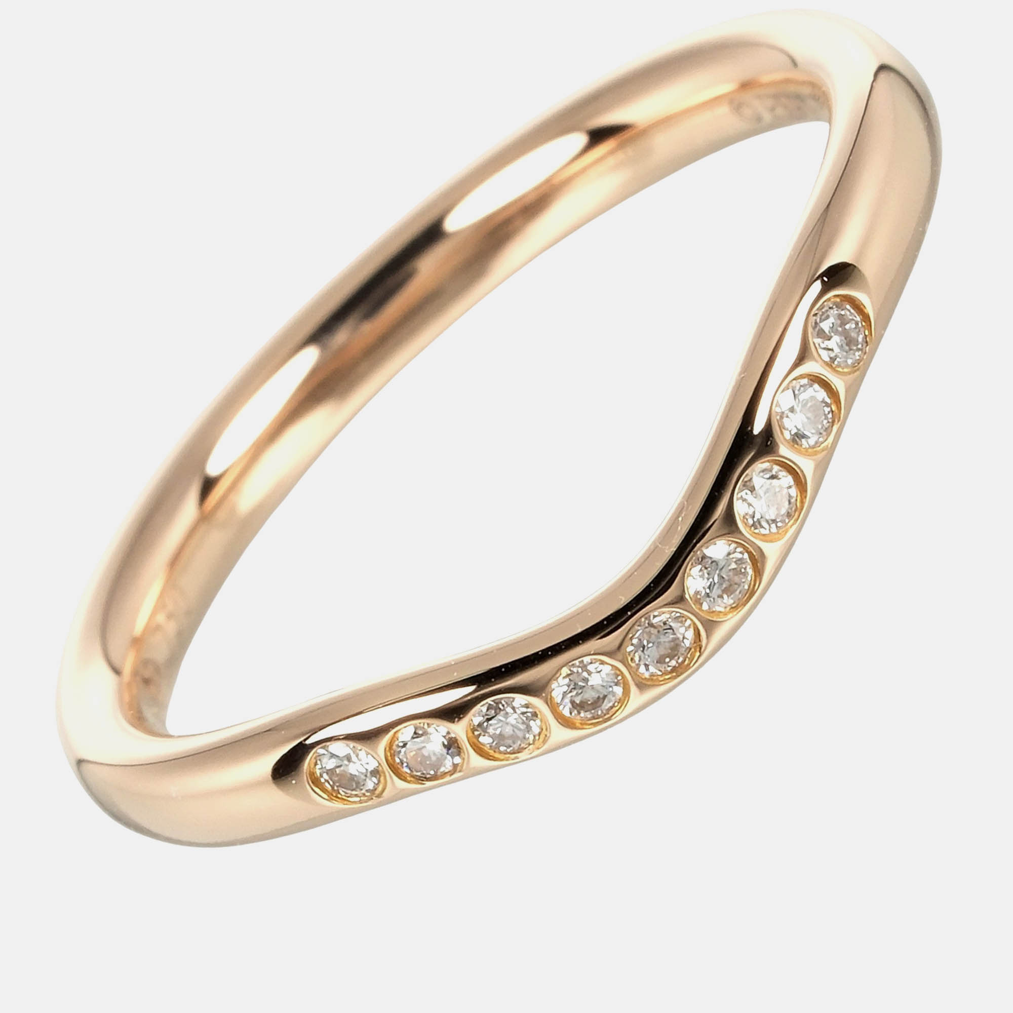 Tiffany & co. 18k  yellow gold 9p diamond curved wedding band eu 47.5