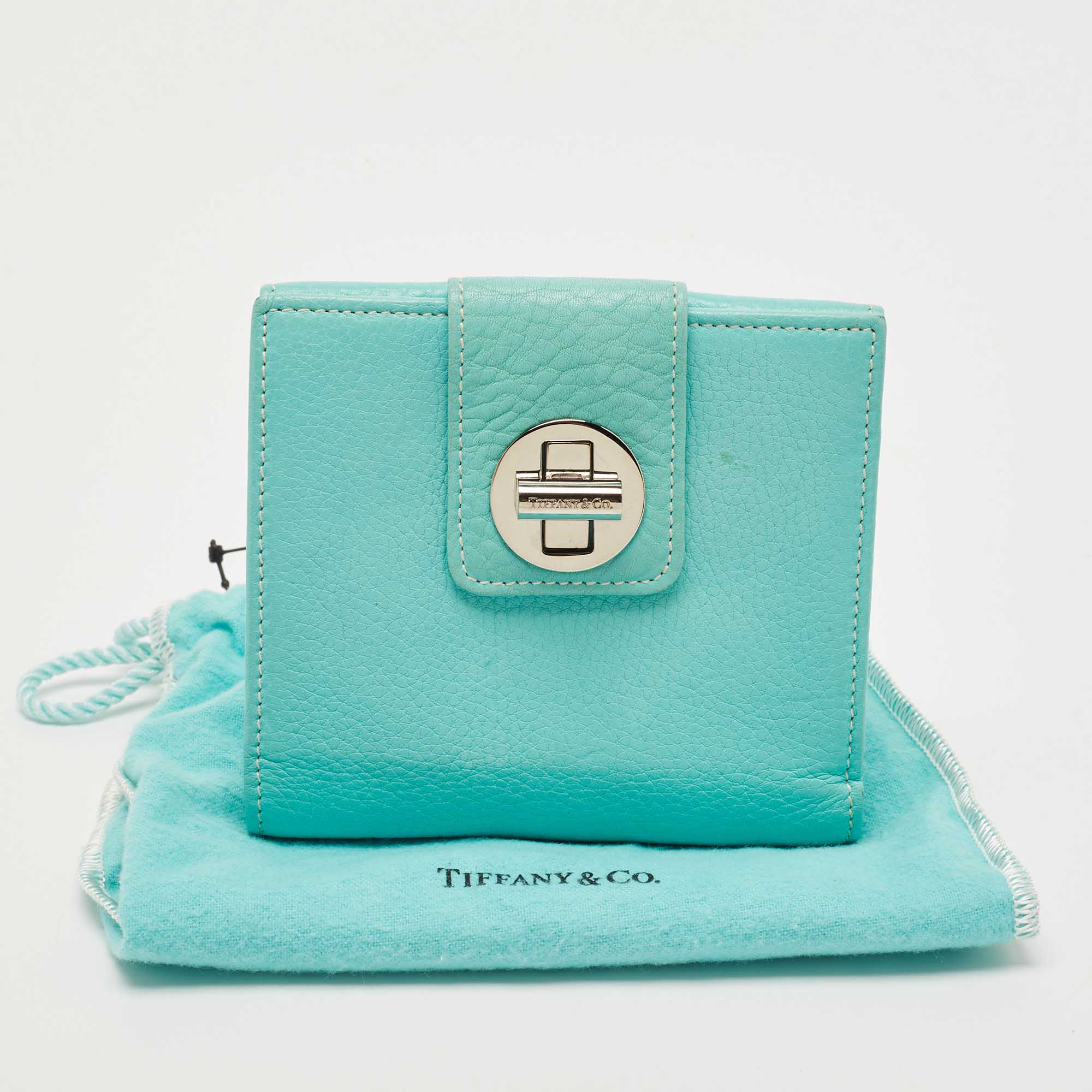 Tiffany & Co.Turquoise Leather Turnlock French Wallet