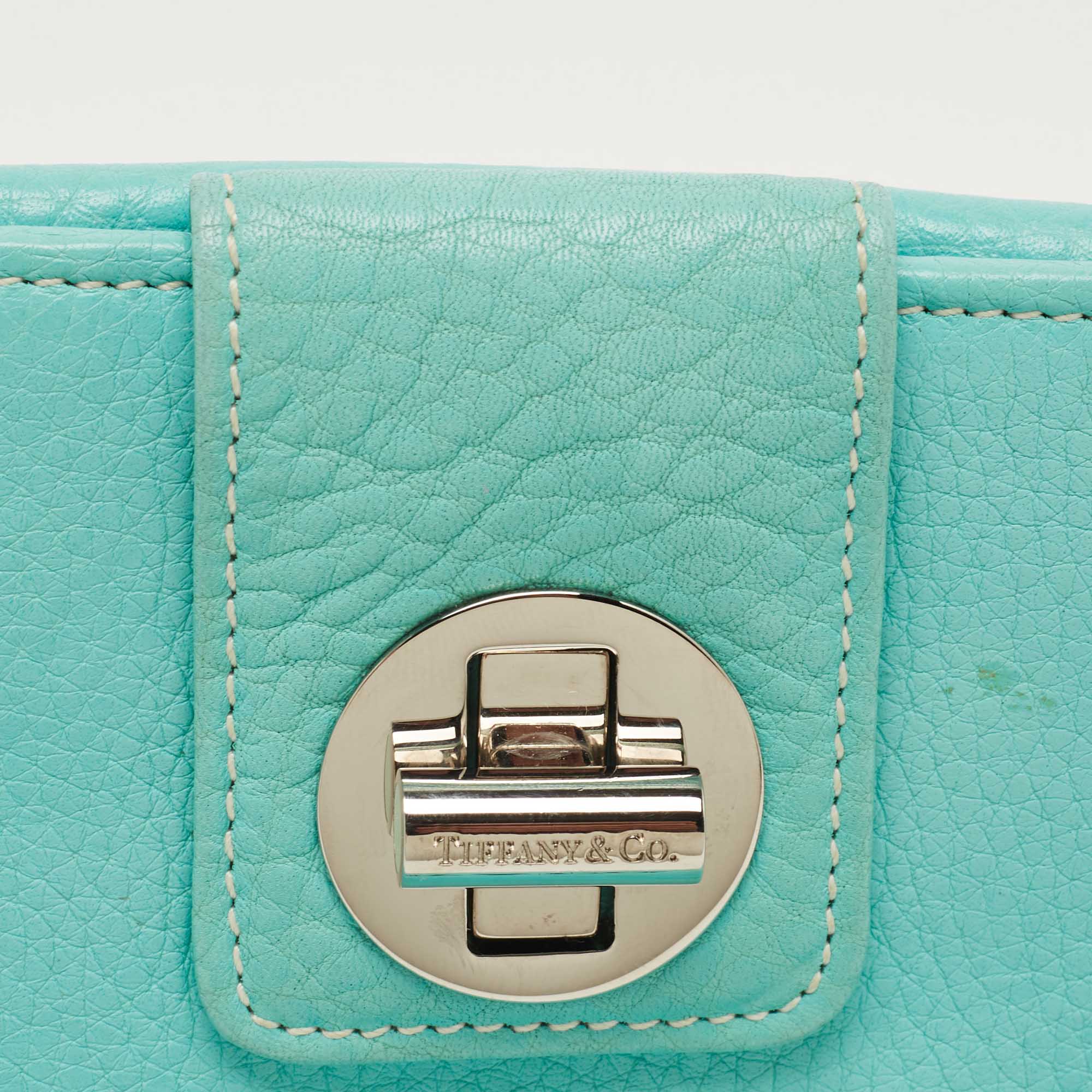 Tiffany & Co.Turquoise Leather Turnlock French Wallet