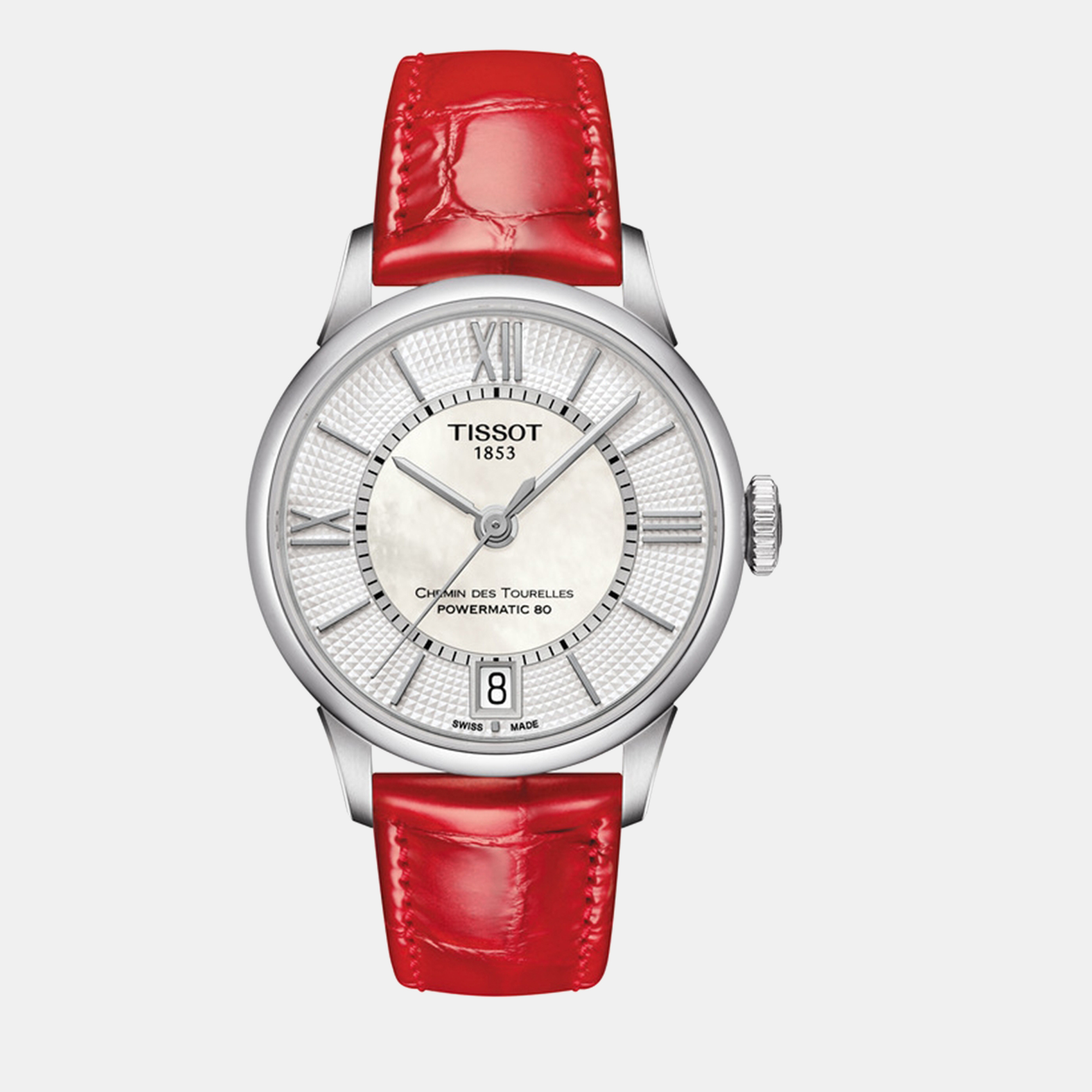 Tissot White, Red Steel, Leather T099.207.16.118.00 Women Watch