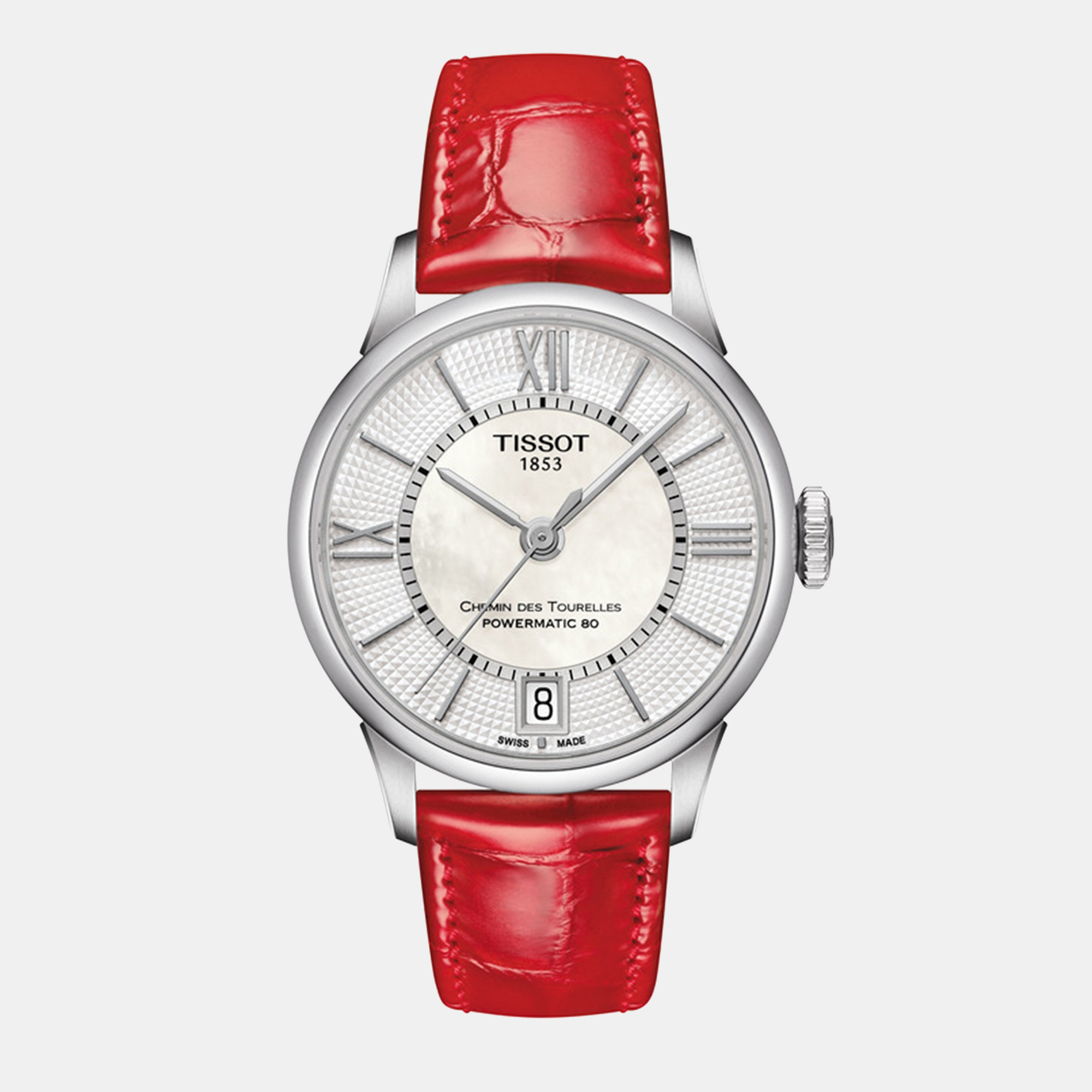 Tissot White, Red Steel, Leather T099.207.16.118.00 Women Watch