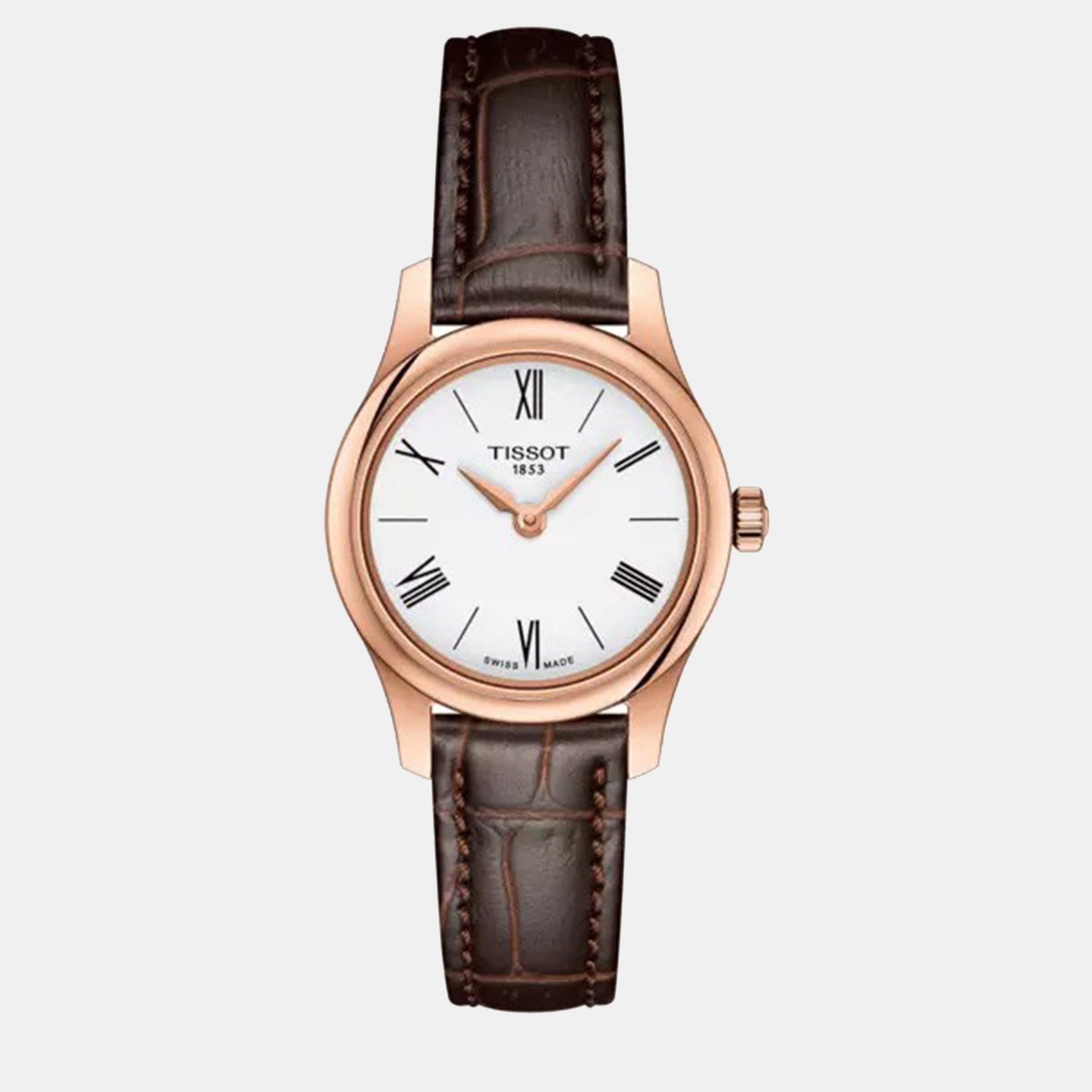 Tissot rose gold stainless steel leather watch 25 mm