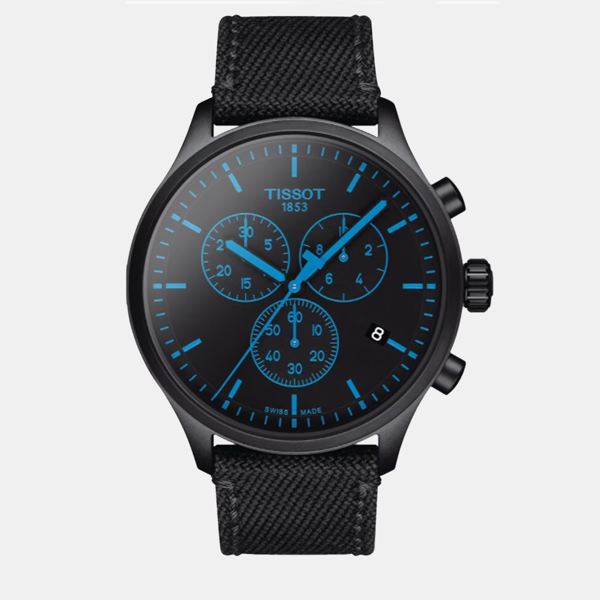 Tissot black textile watch 45 mm