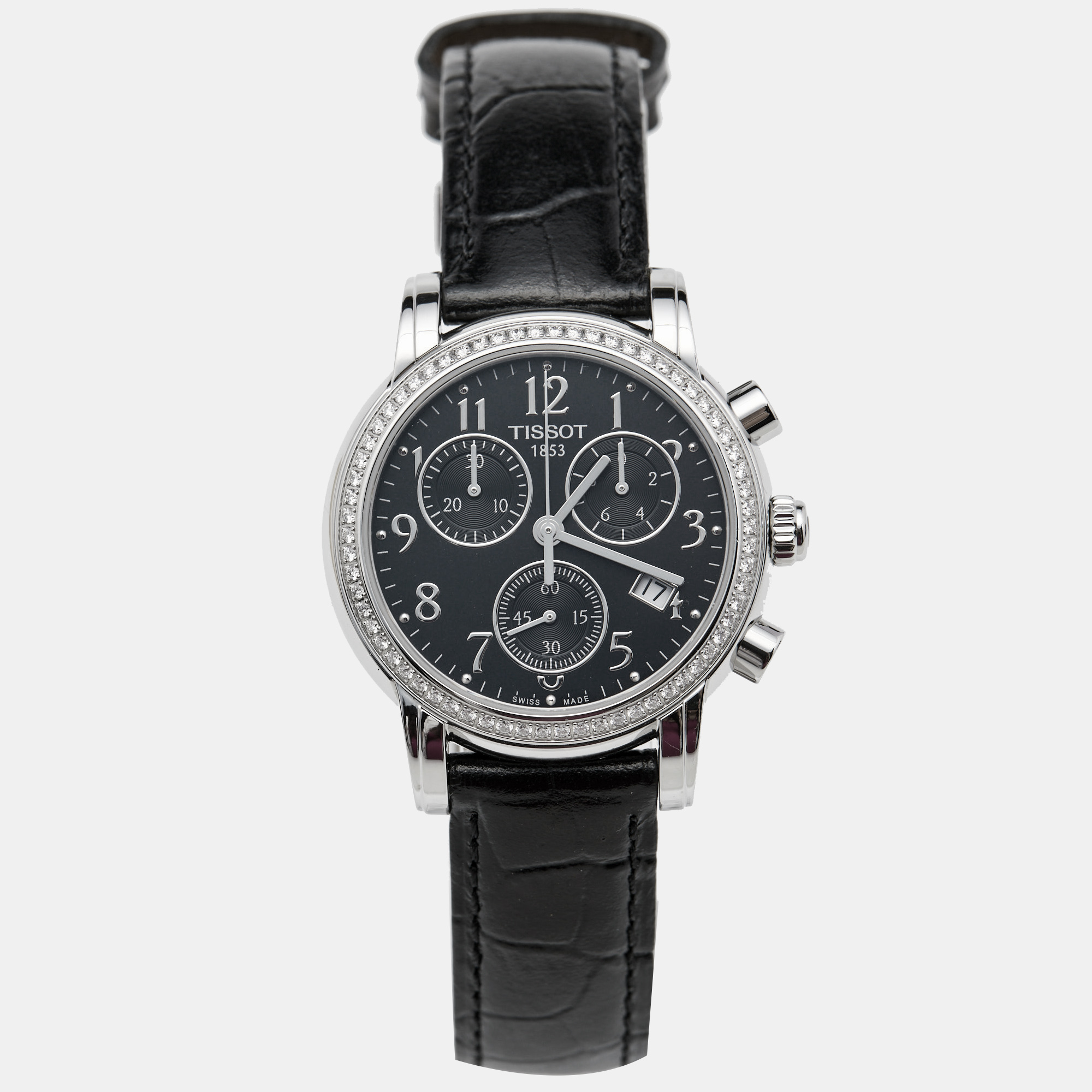 Tissot Black Stainless Steel Diamond Leather Dressport T050.217.16.052.01 Women's Wristwatch
Tissot Black Stainless Steel Diamond Leather Dressport T050.217.16.052.01 Women's Wristwatch