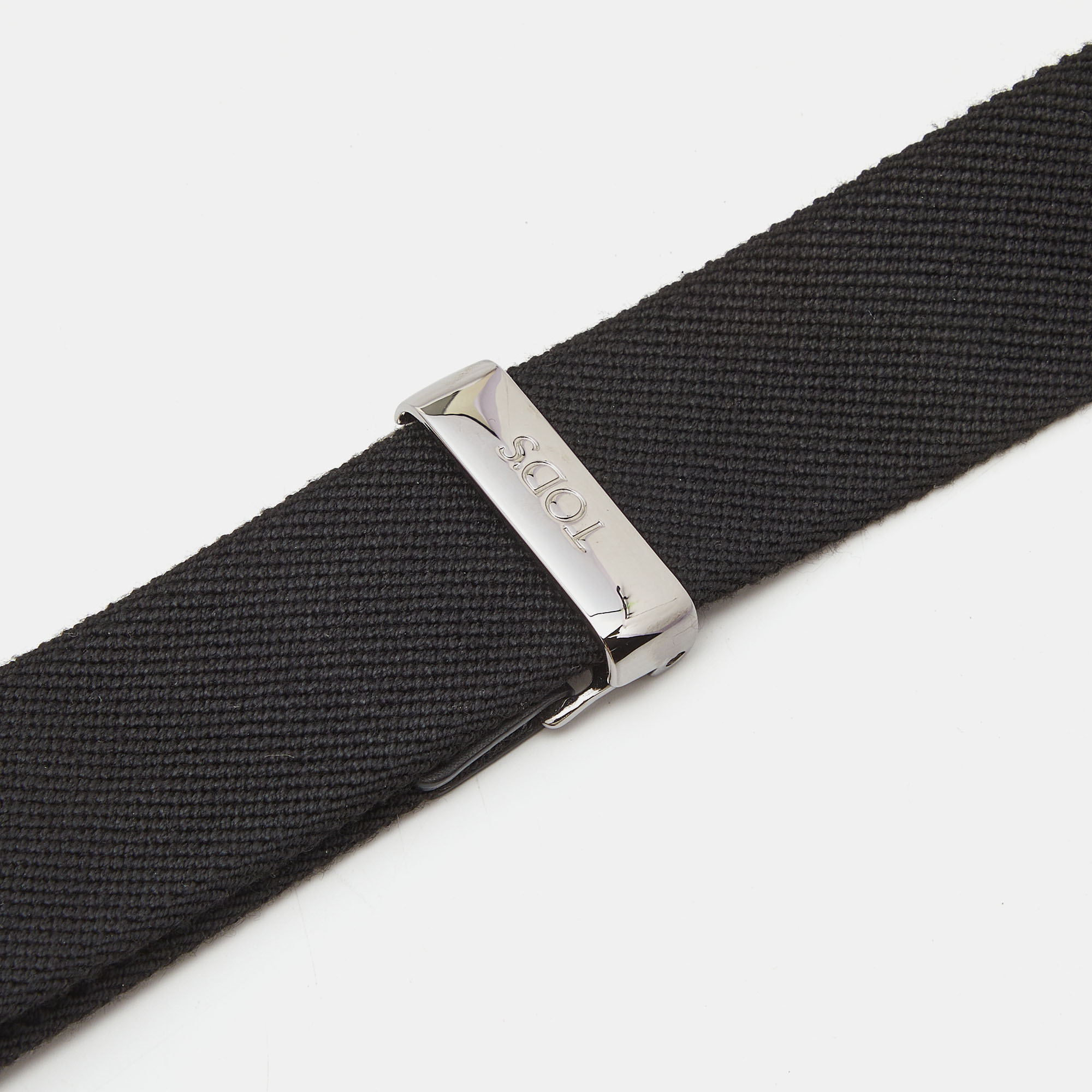 Tod's Black Fabric Buckle Waist Belt 90CM