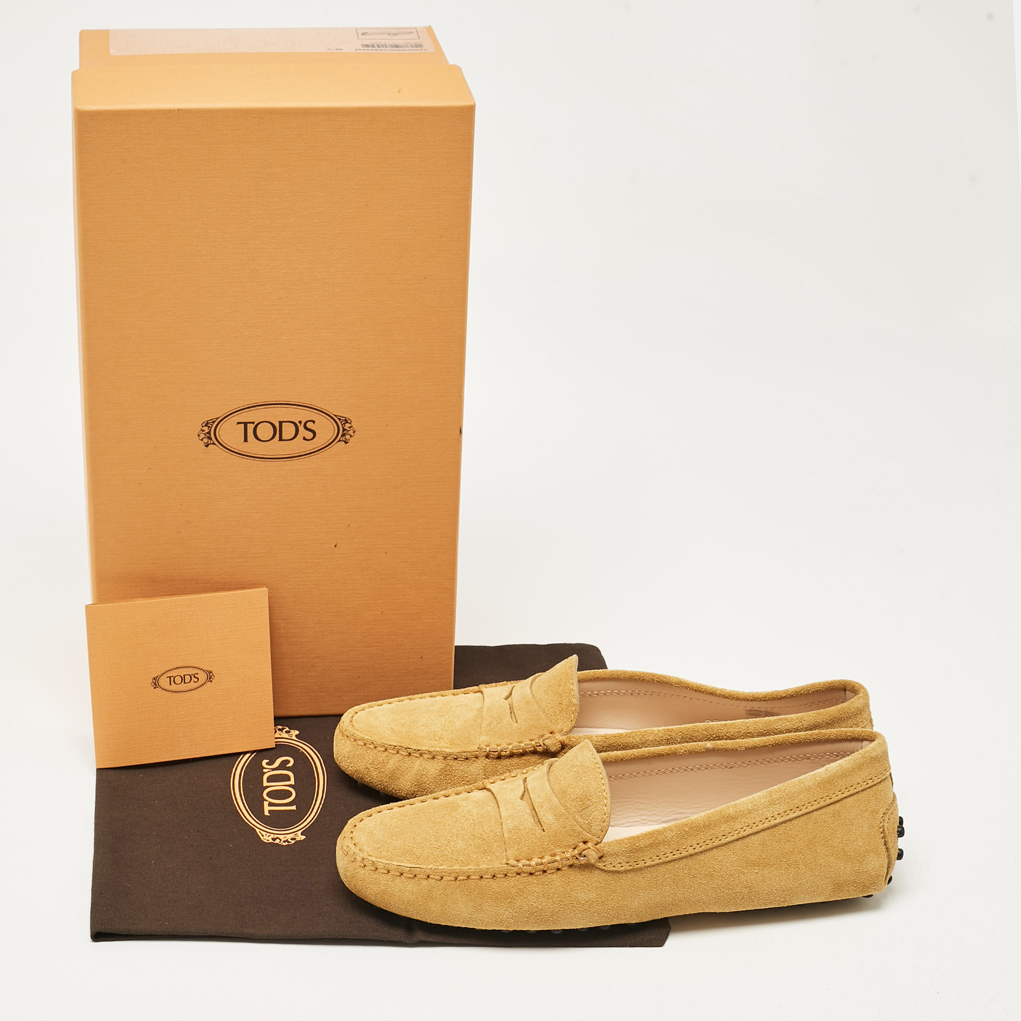 Tod's Yellow Suede Gommino Slip On Loafers Size 35.5