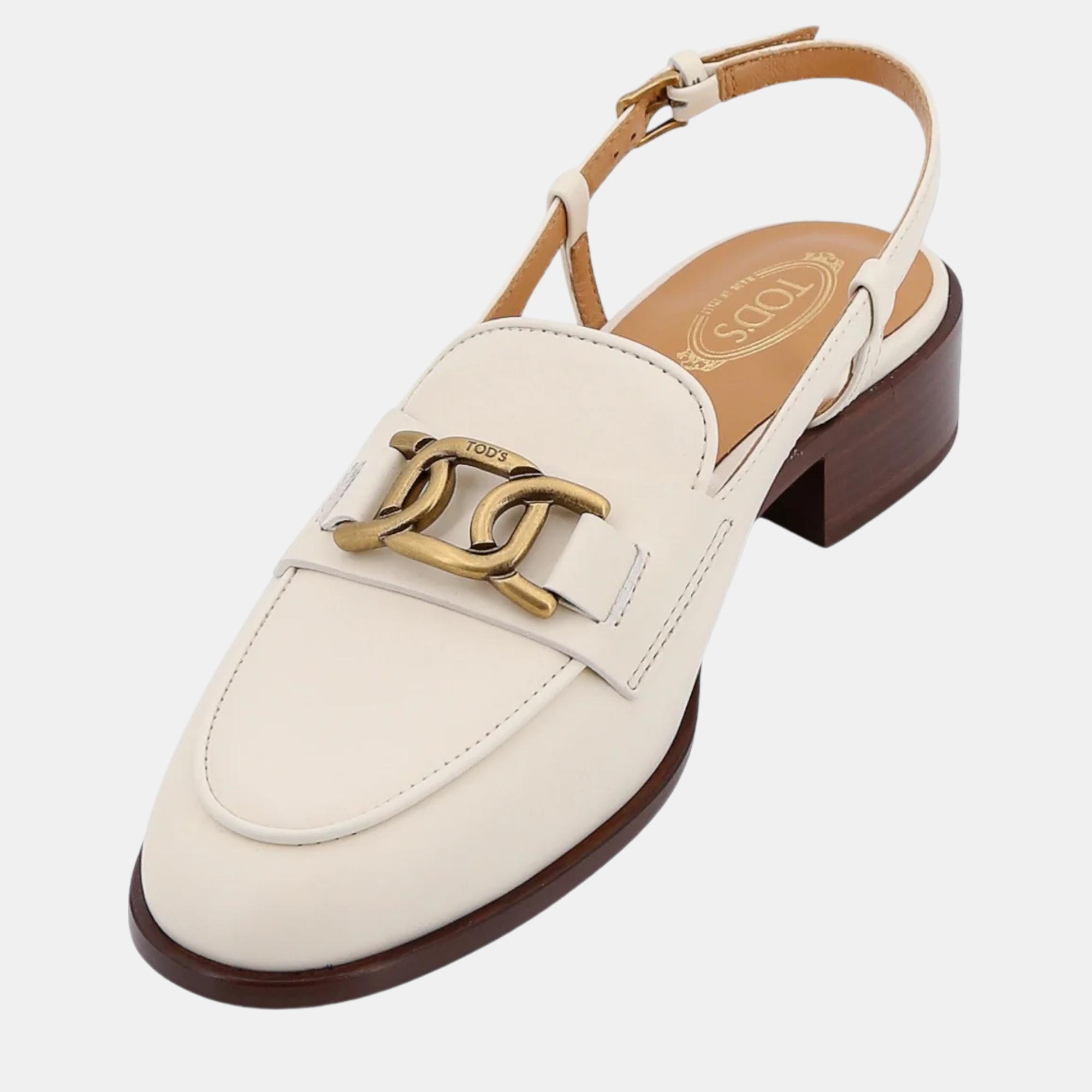 Tod'S White Leather Loafers EU 41