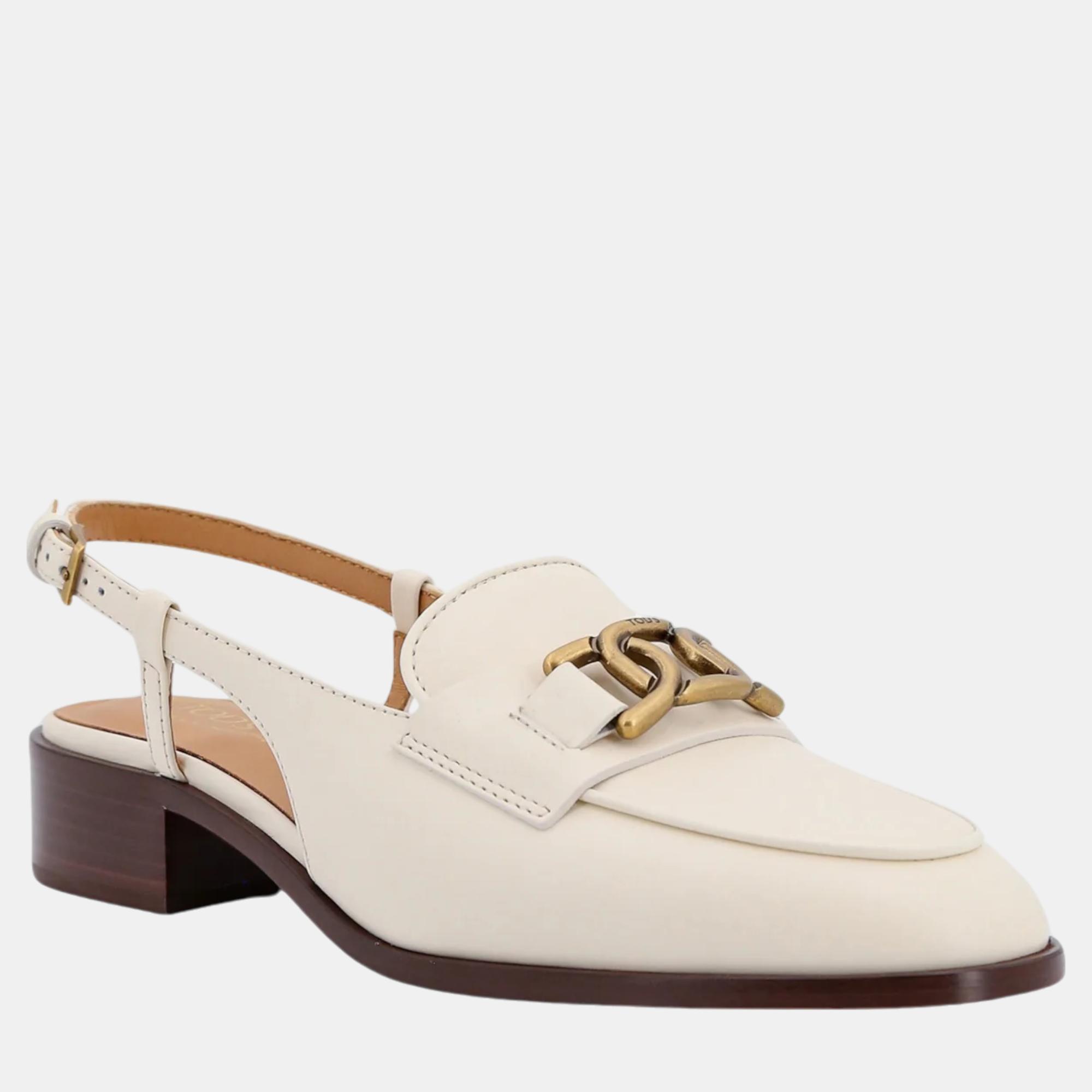 Tod'S White Leather Loafers EU 41