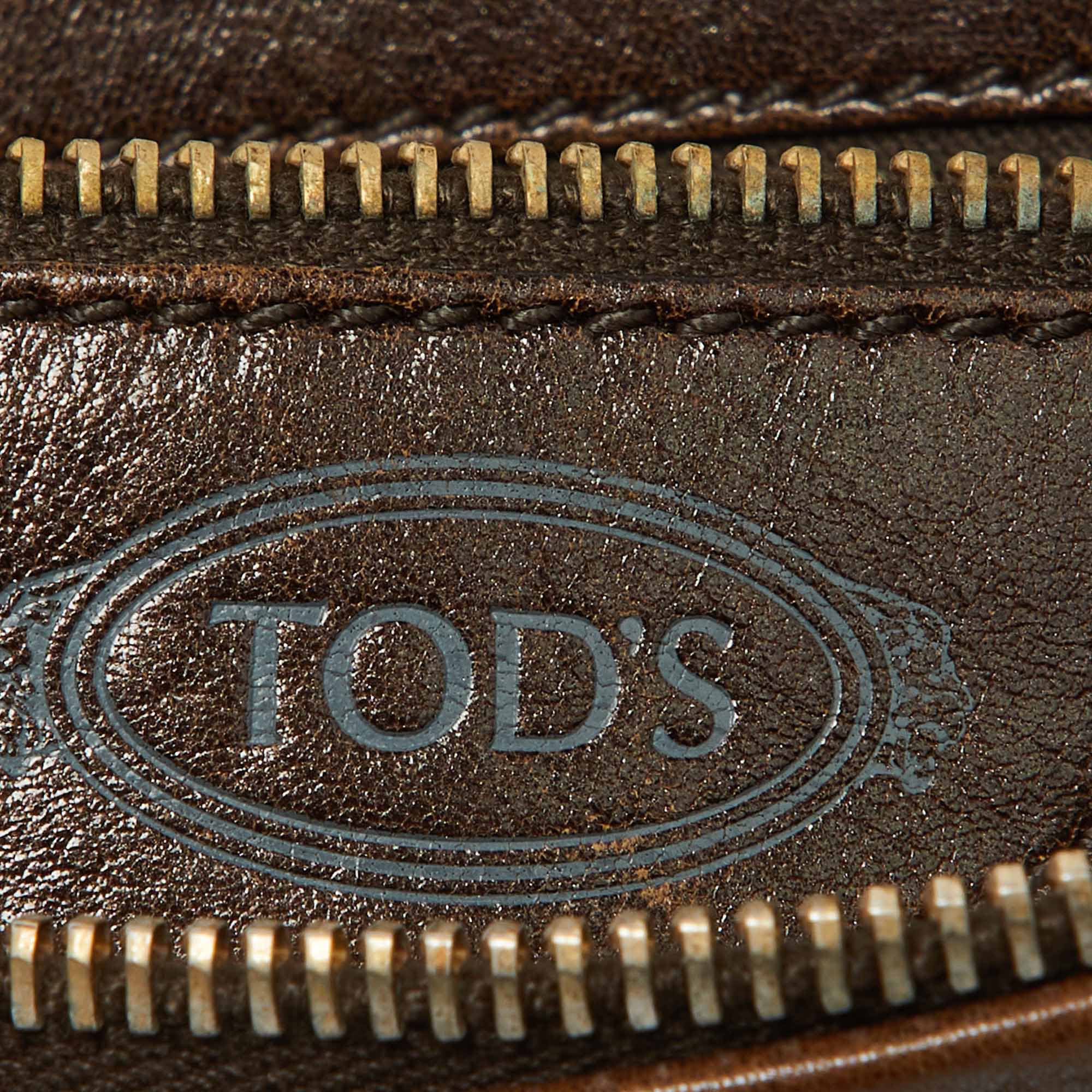 Tod's Brown Satin And Leather Crossbody Bag