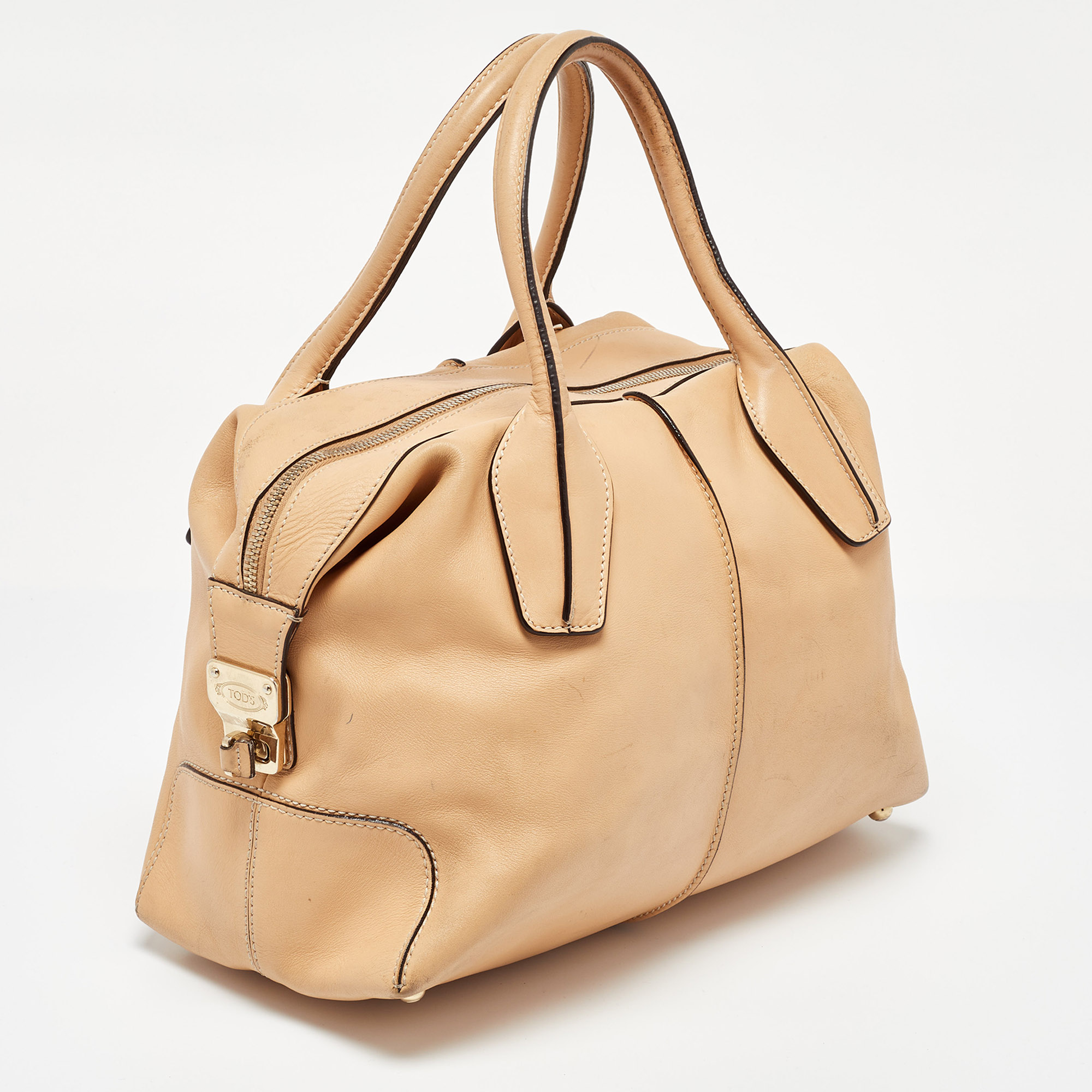 Tod's Beige Leather D Styling Bowler Bag