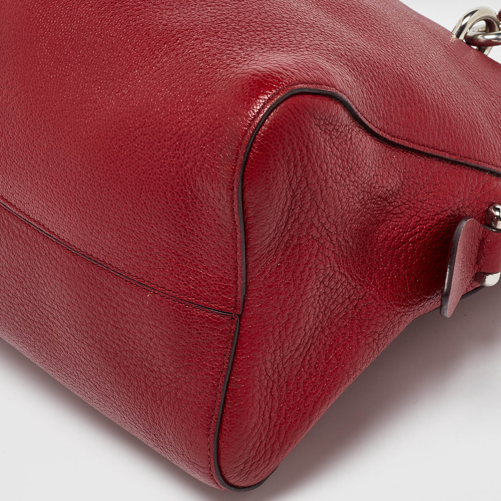 Tod's Red Leather Sella Bowler Bag