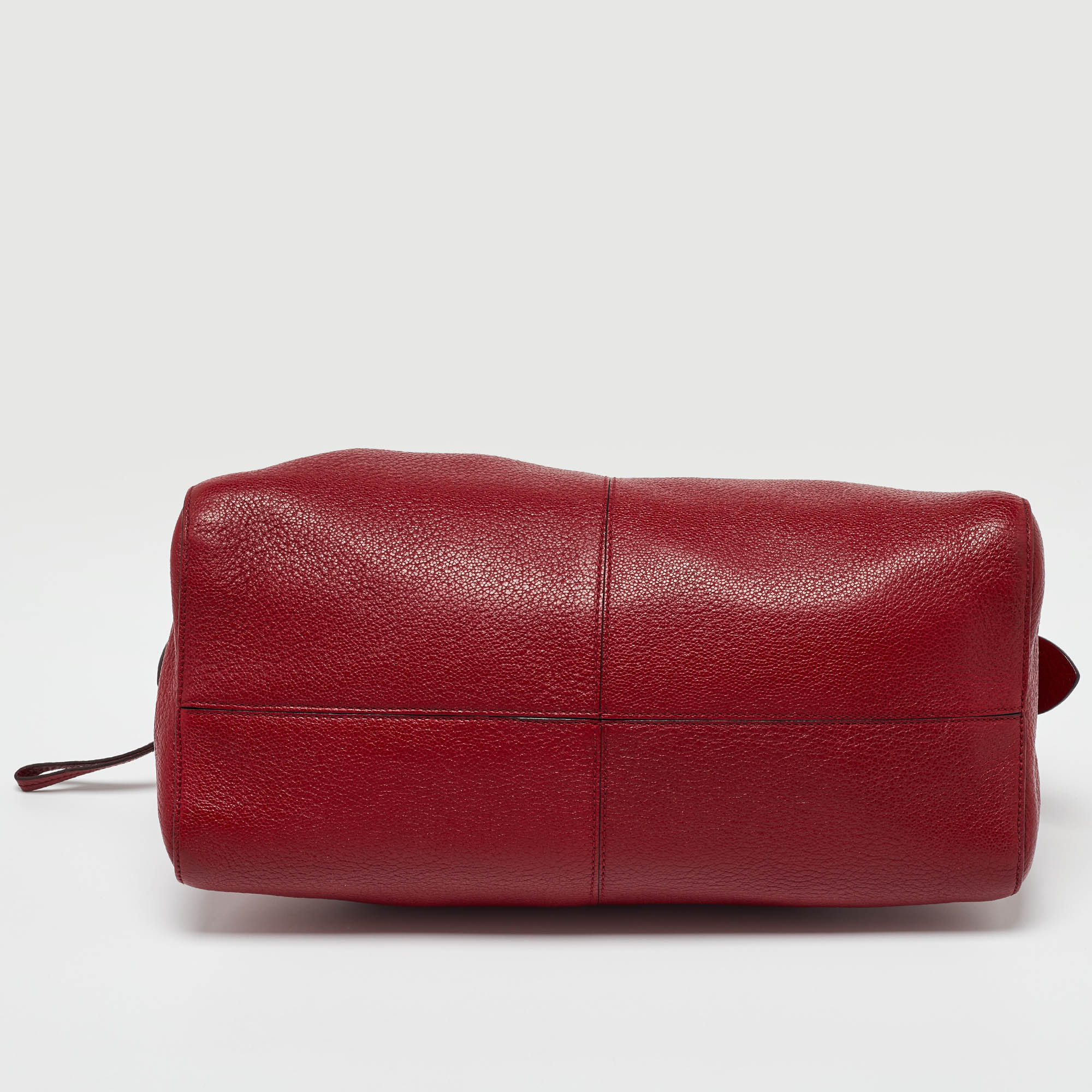 Tod's Red Leather Sella Bowler Bag