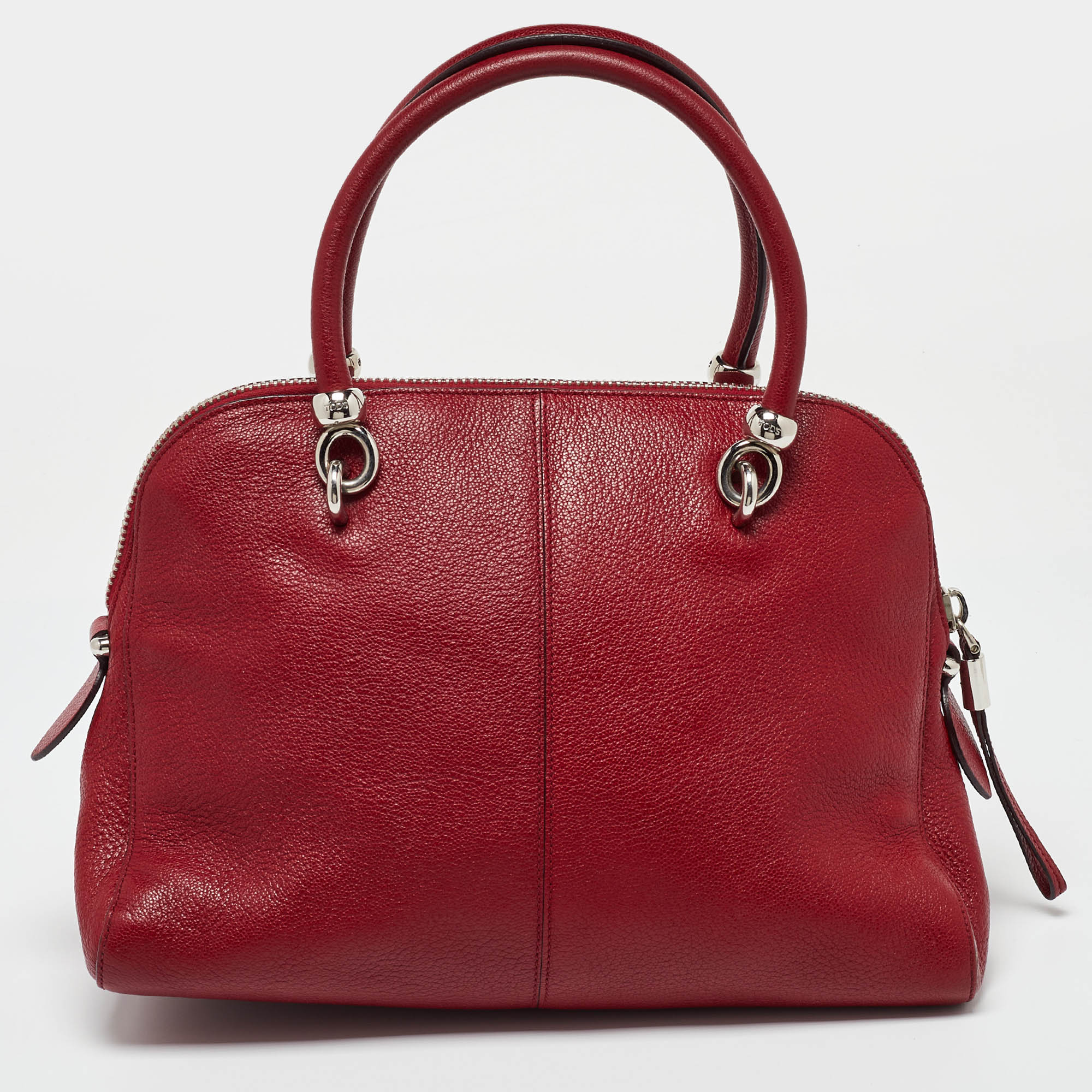 Tod's Red Leather Sella Bowler Bag