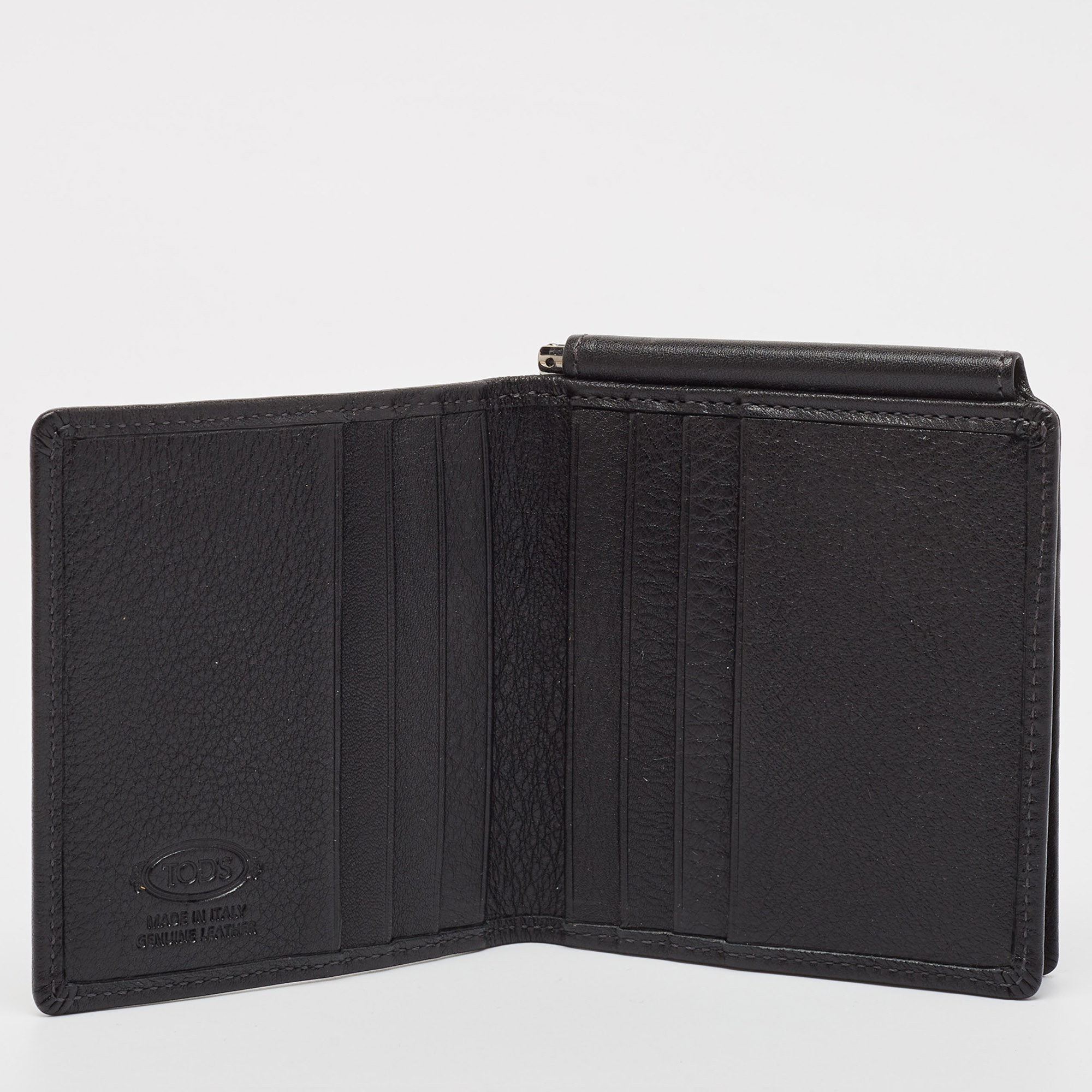 Tod's Black Leather Money Bifold Wallet