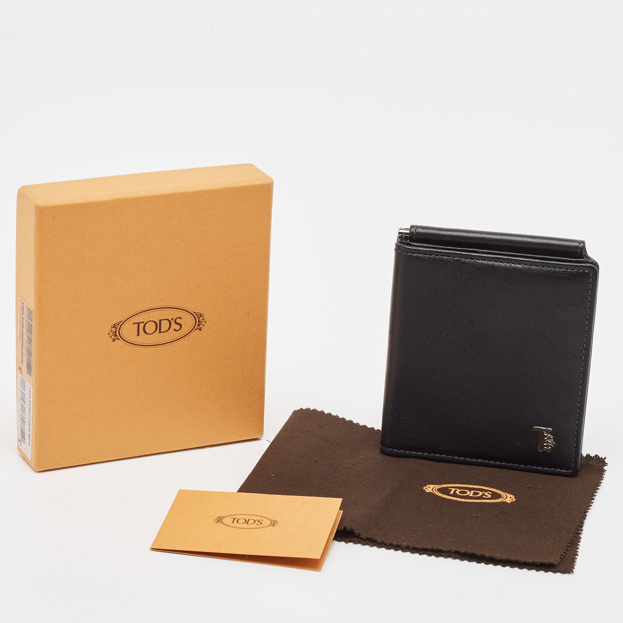 Tod's Black Leather Money Bifold Wallet