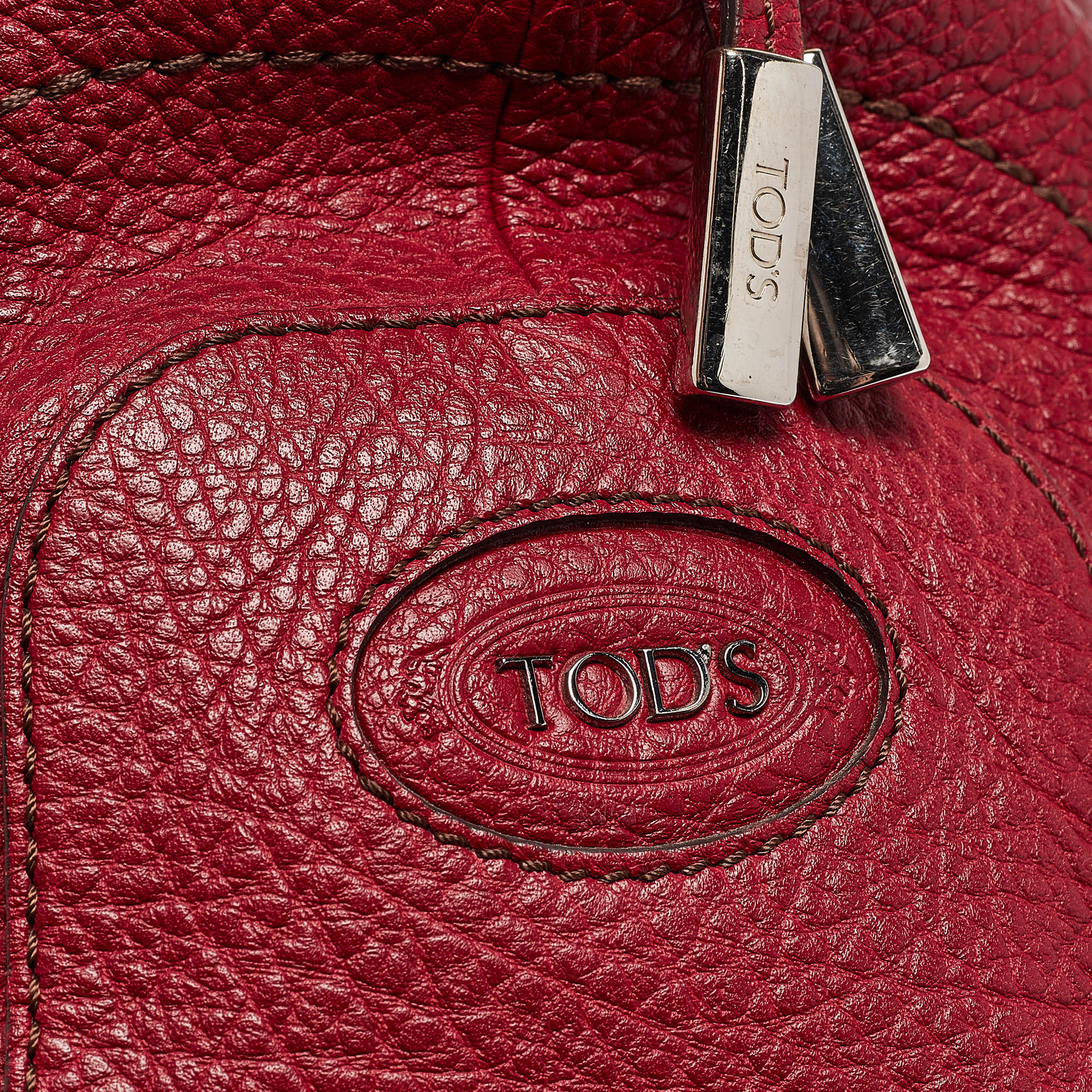 Tod's Red Leather Restyling D Bag Media Tote