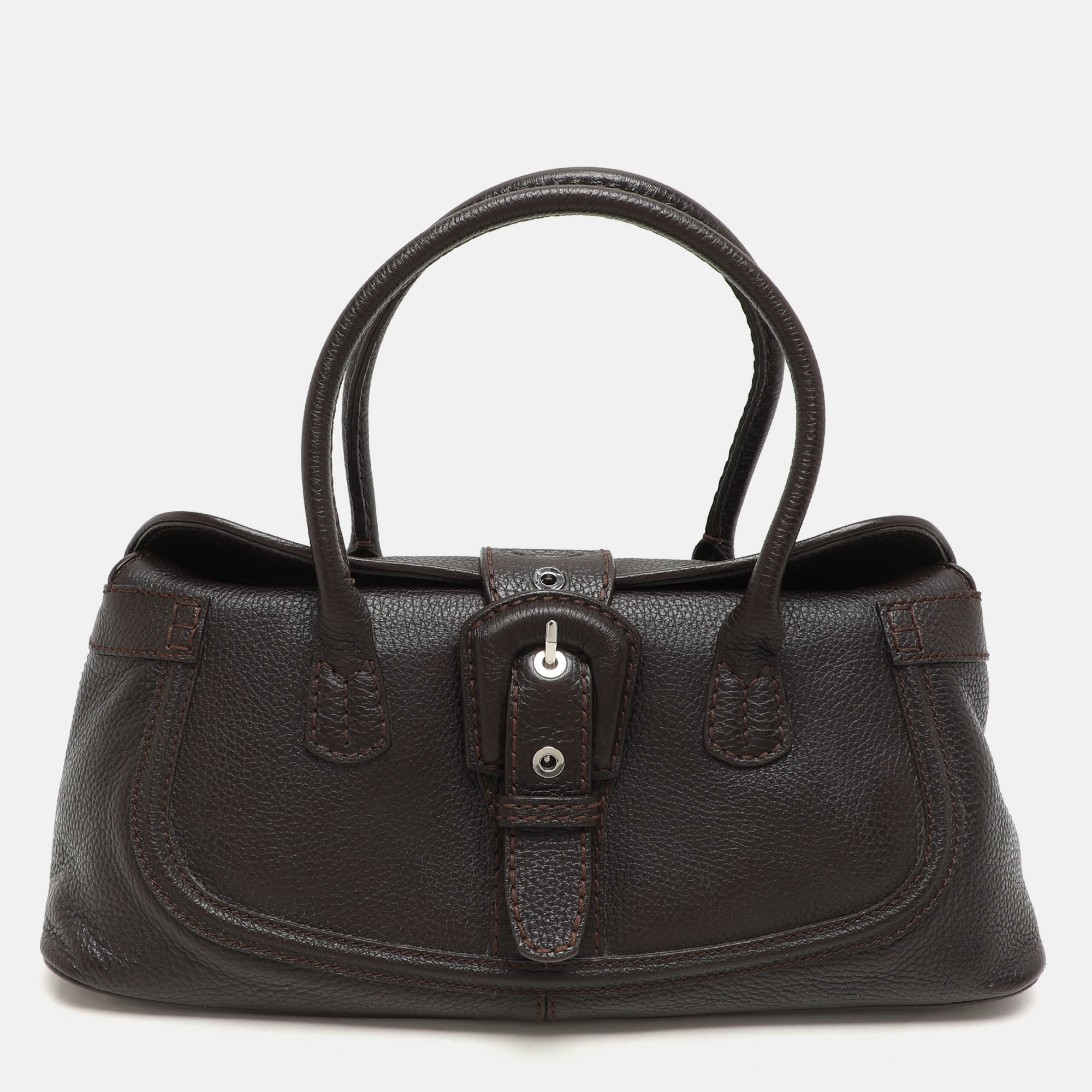 Tod's Brown Leather Buckle Satchel