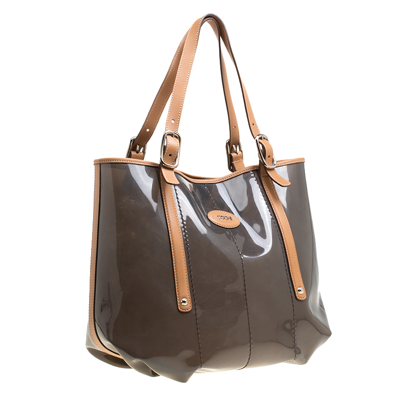 Tod's Black/Brown PVC And Leather Tote