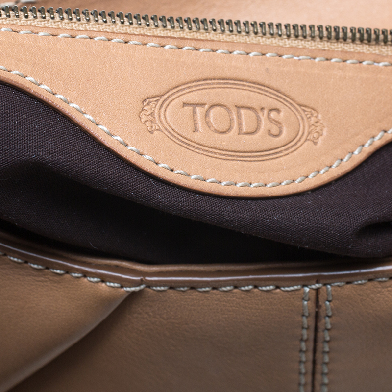 Tod's Beige Leather Flap Hobo