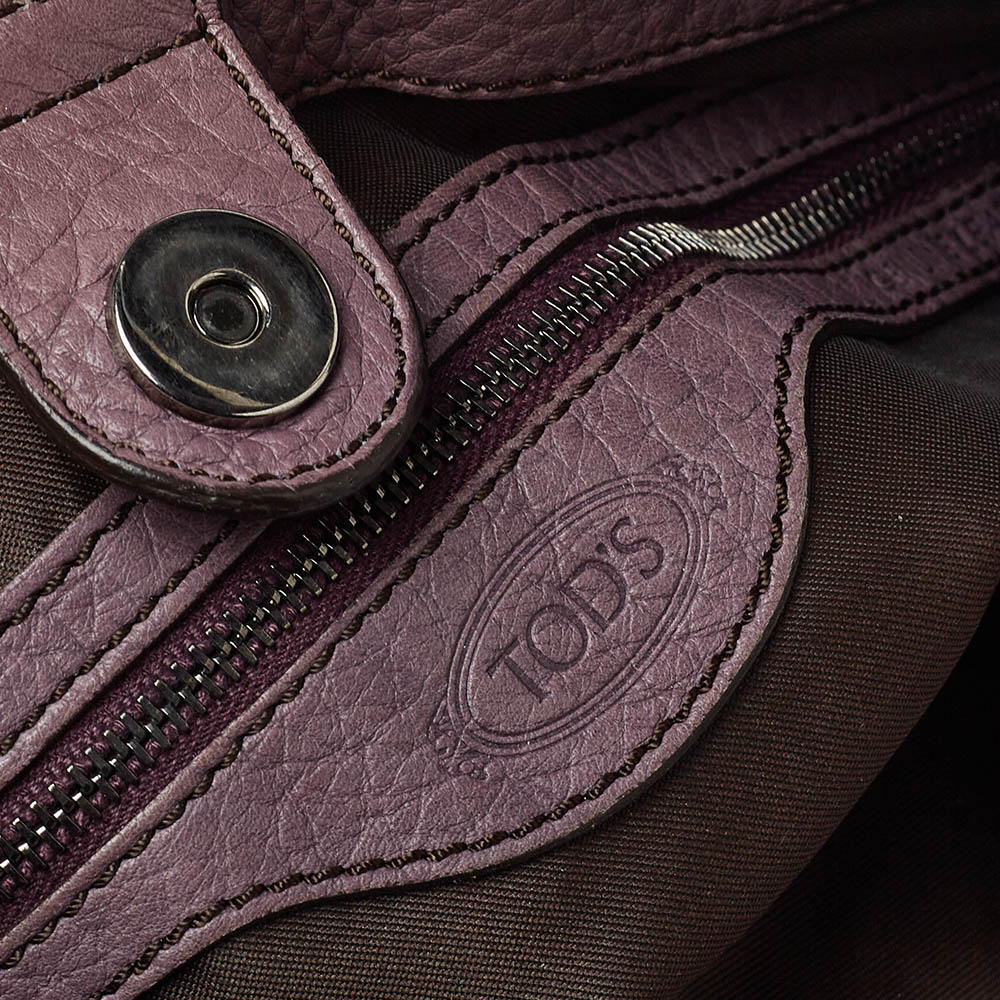 Tod's Purple Leather Ivy Sacca Media Hobo