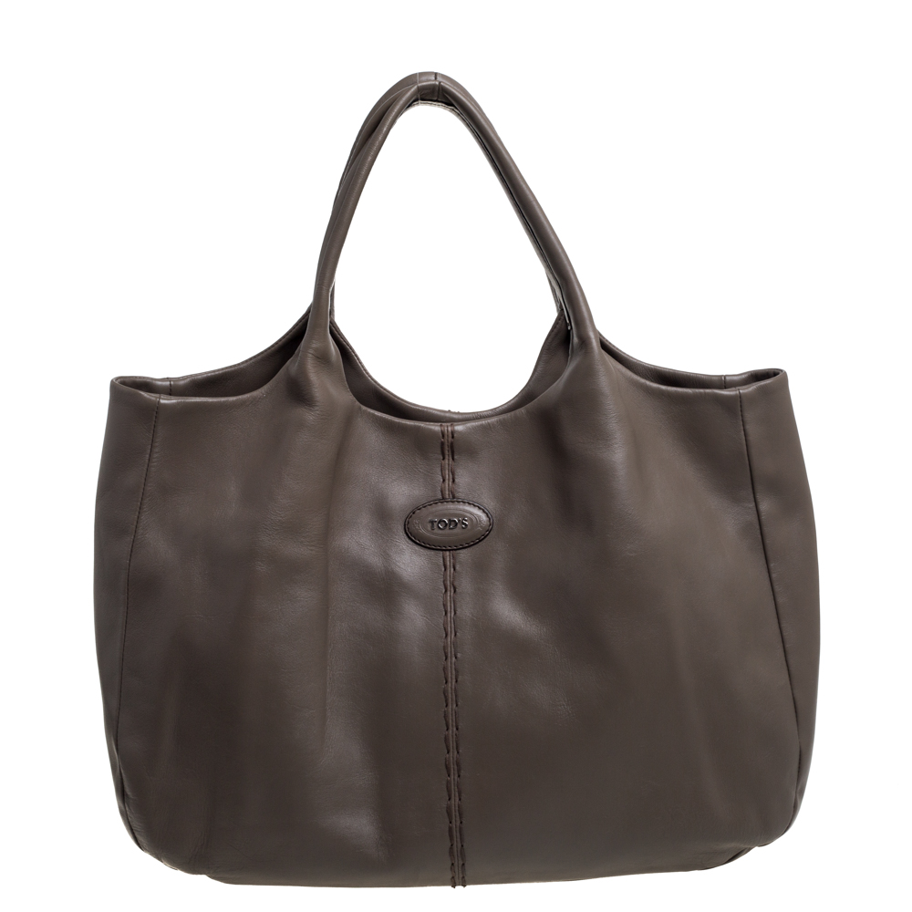 Tod's Grey Leather Forma Tote Bag