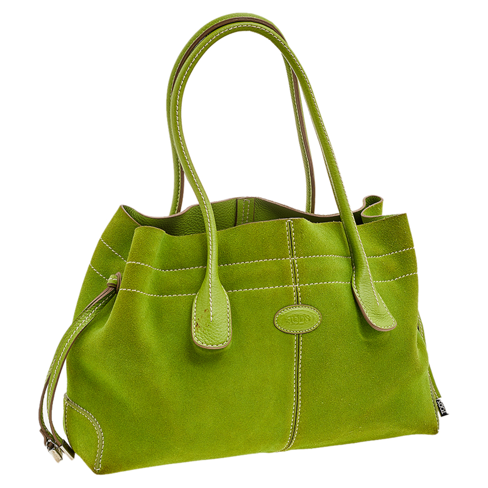 Tod's Green Suede D Bag Media Tote