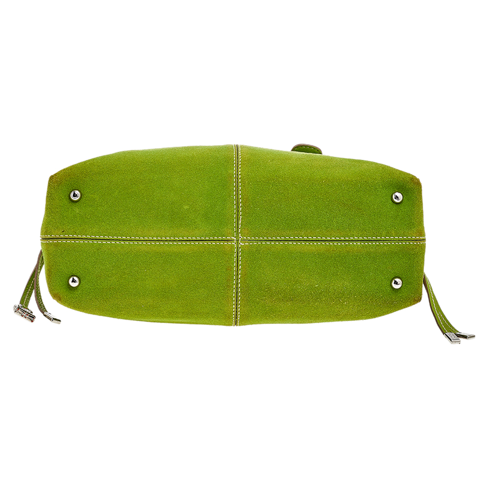 Tod's Green Suede D Bag Media Tote