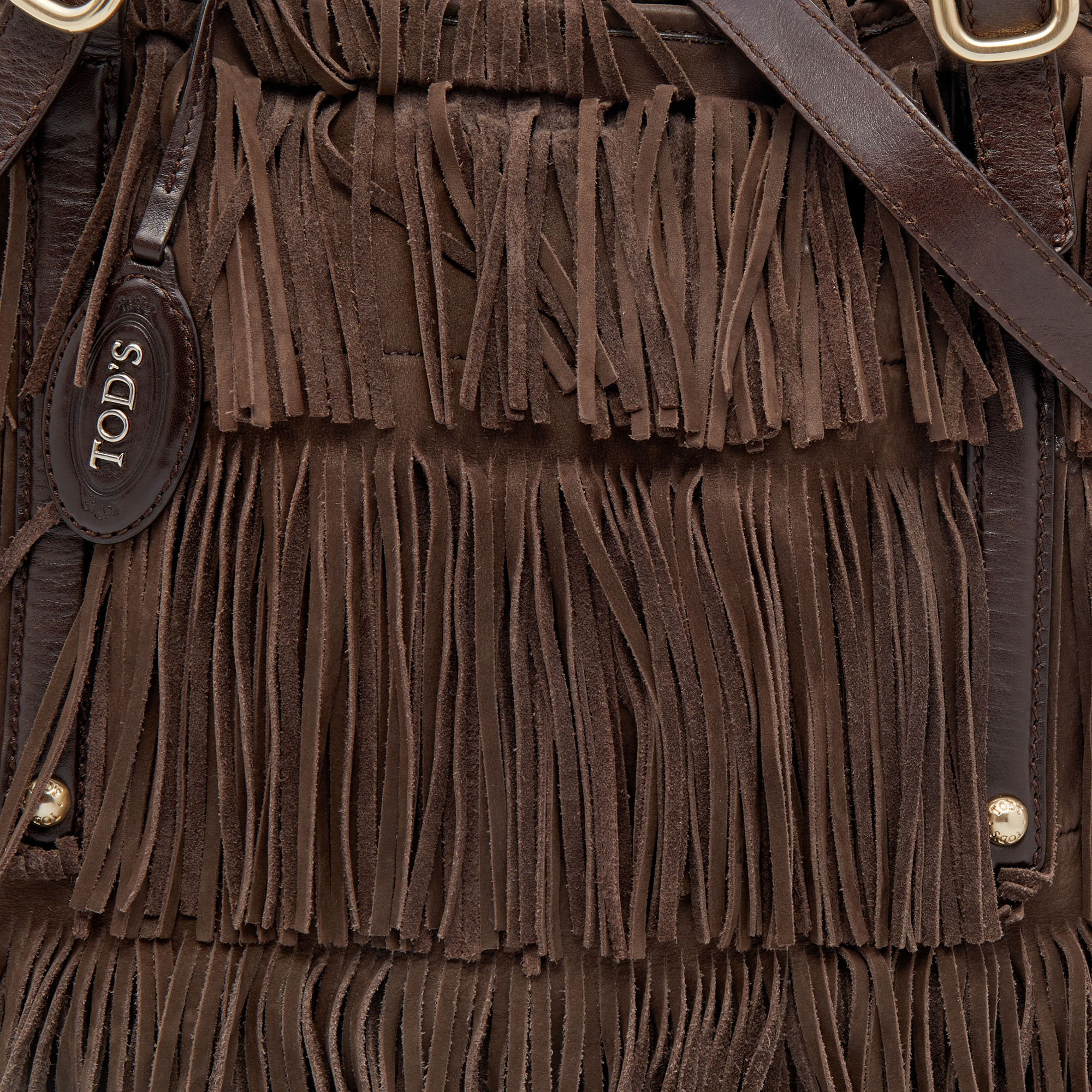 Tod's Brown Suede And Leather G-Line Frange Media Tote