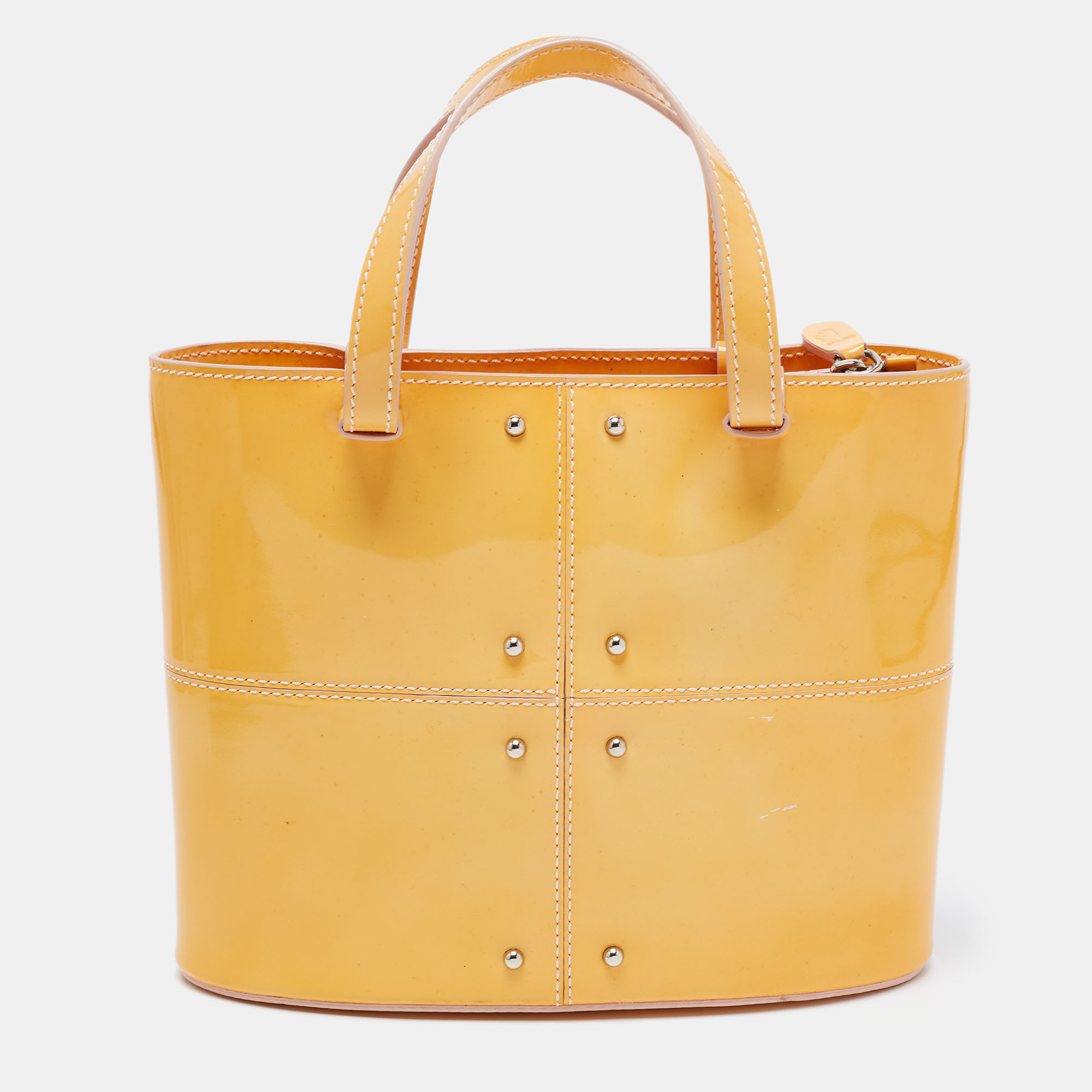 Tod's Yellow Studded Patent Leather Mini Tote