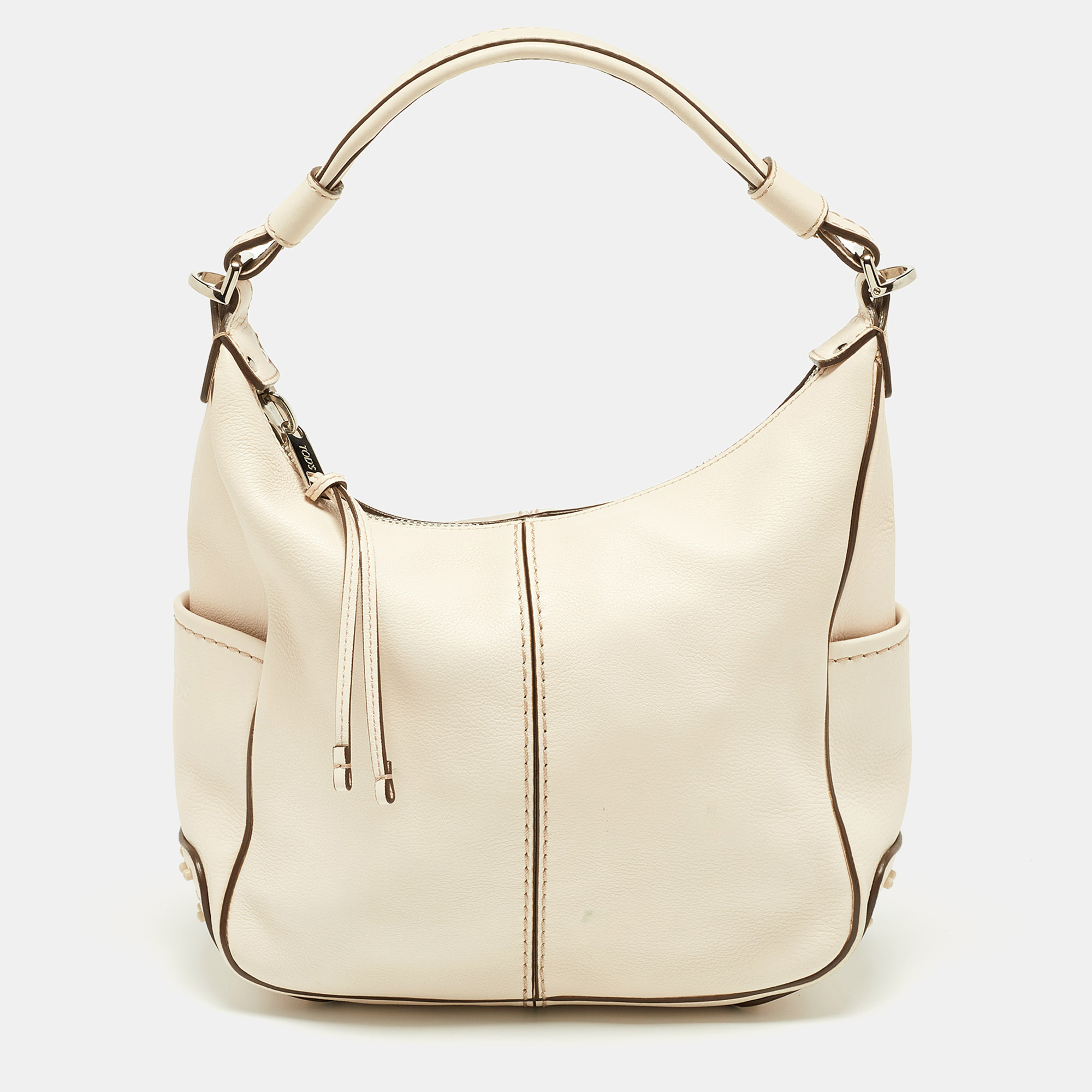 Tod's beige leather miky hobo