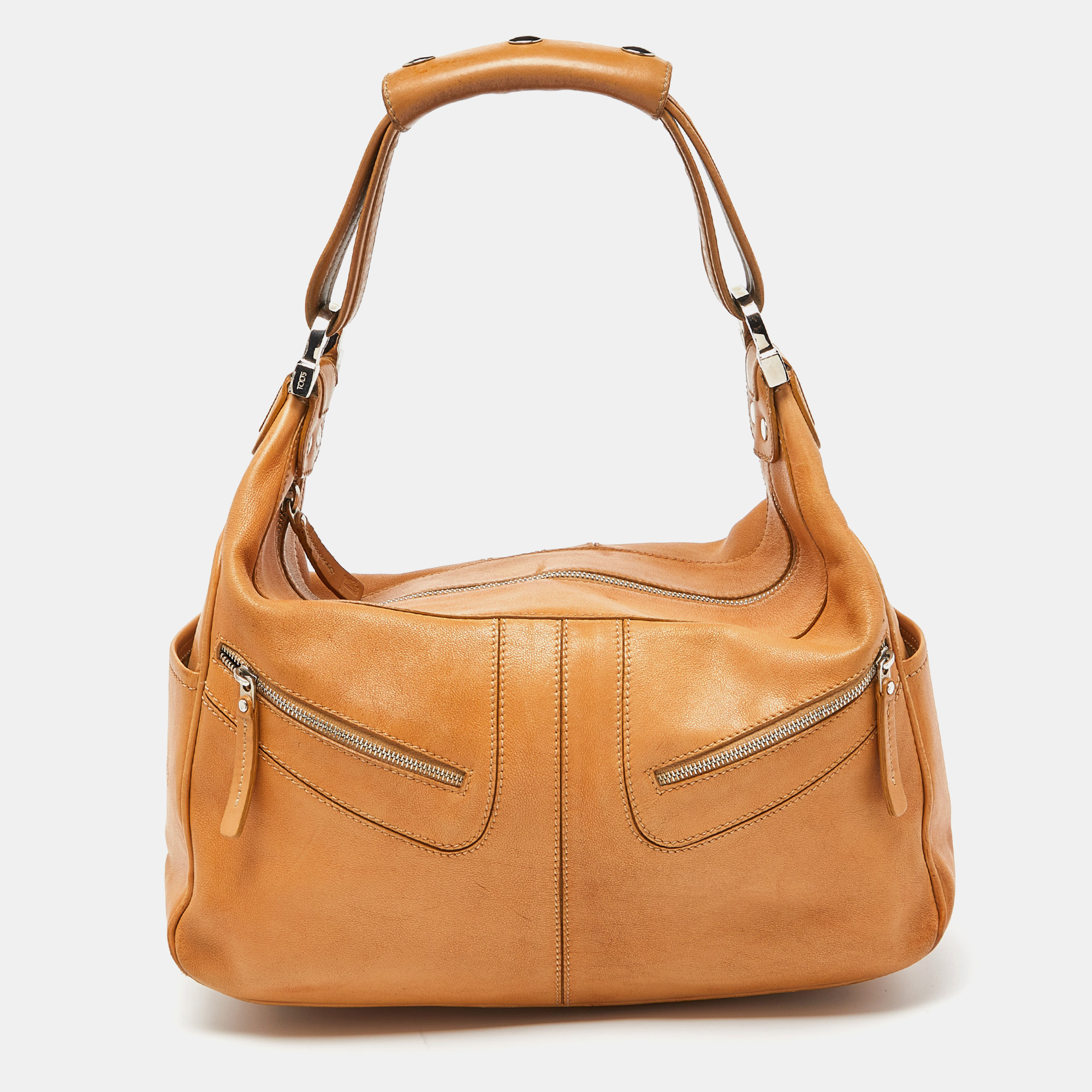 Tod's Tan Leather Miky Shoulder Bag
