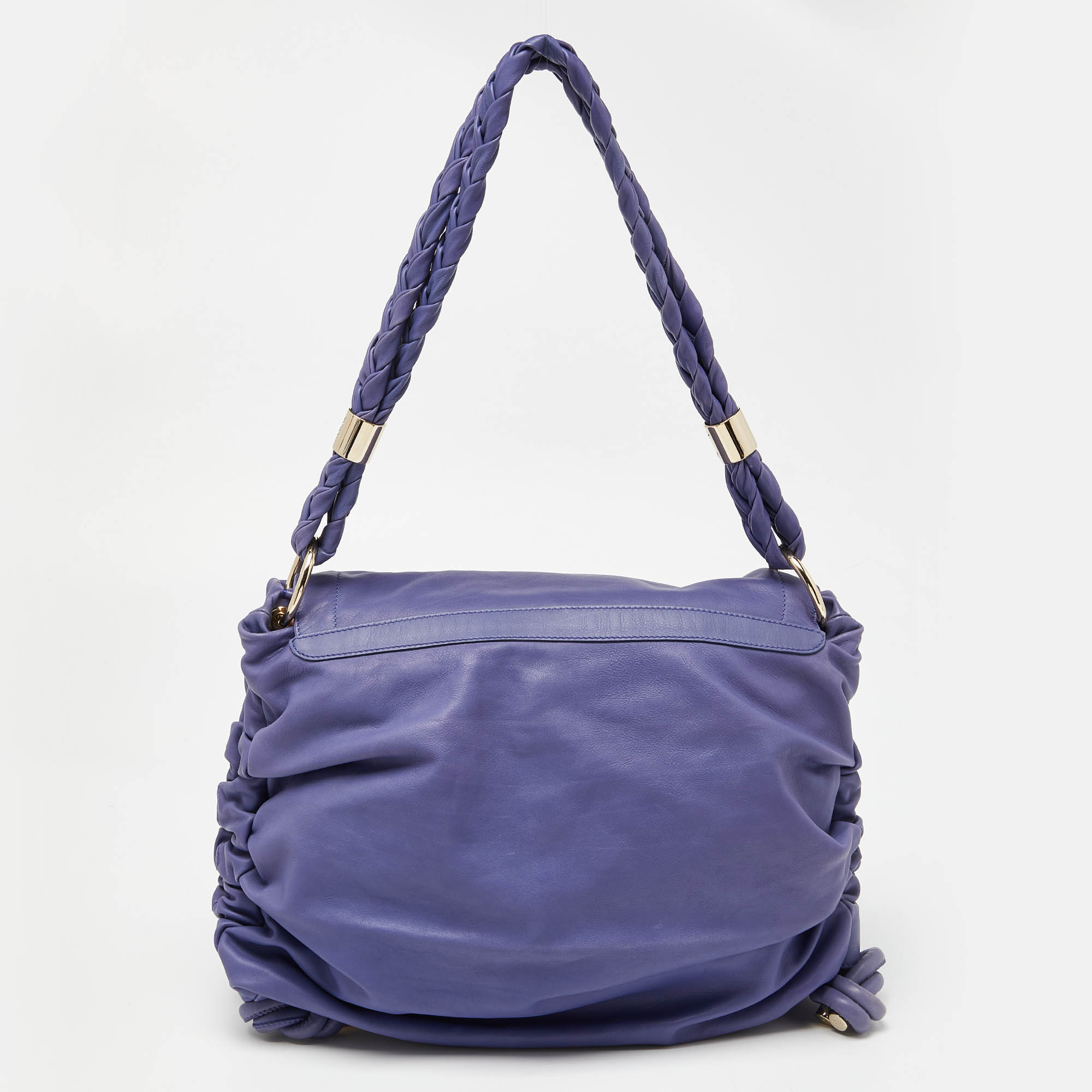 Tod's Purple Leather Softy Goa Flap Shoulder Bag