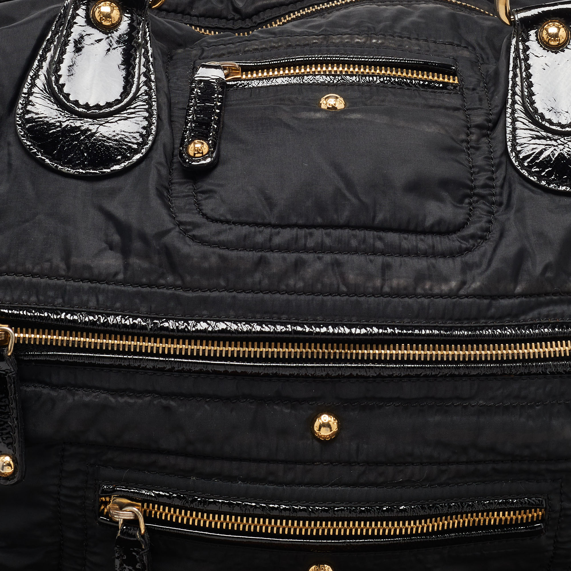 Tod's Black Nylon And Patent Leather Pashmy Pocket Media D Bag