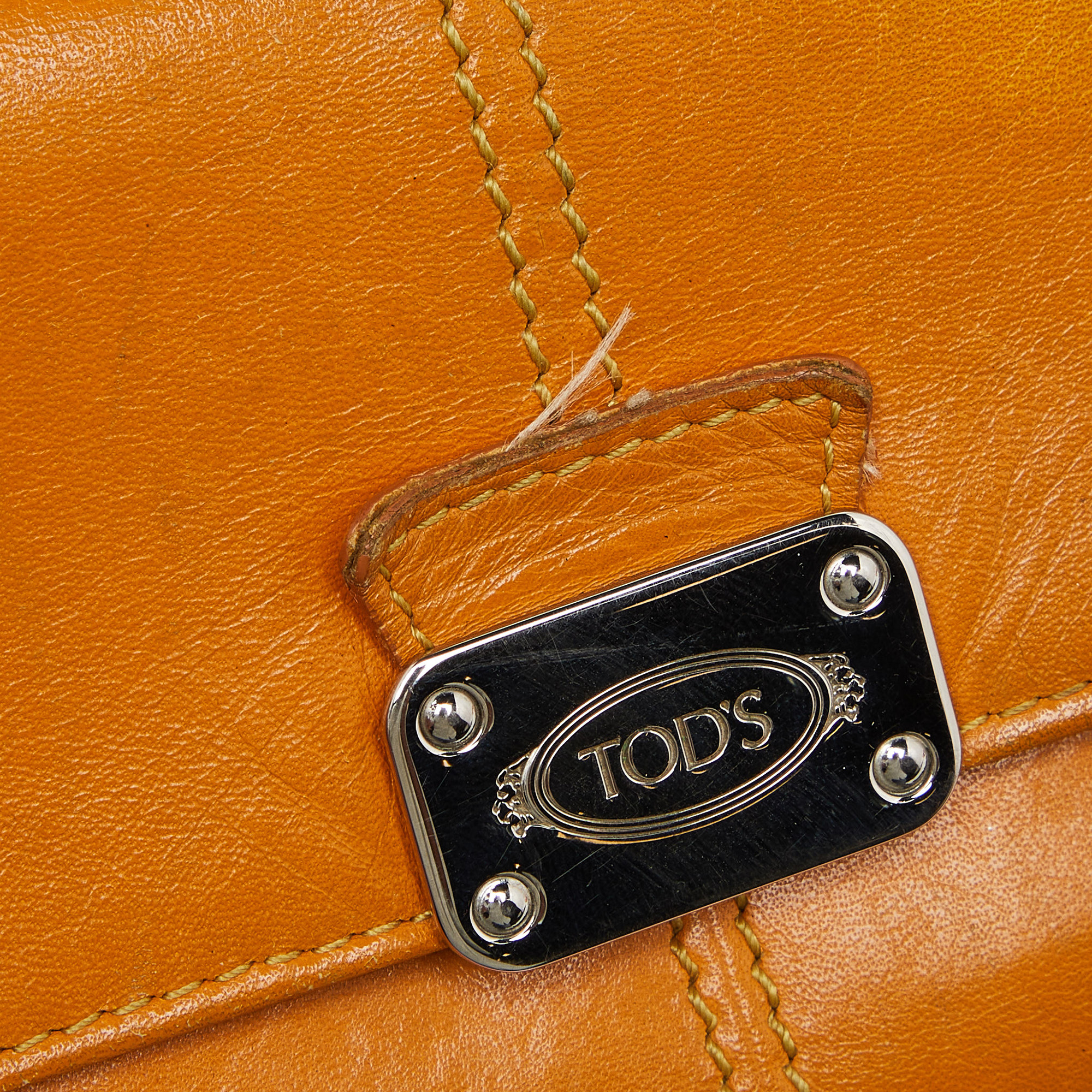 Tod's Mustard Leather Plaque Logo Continental Flap Wallet