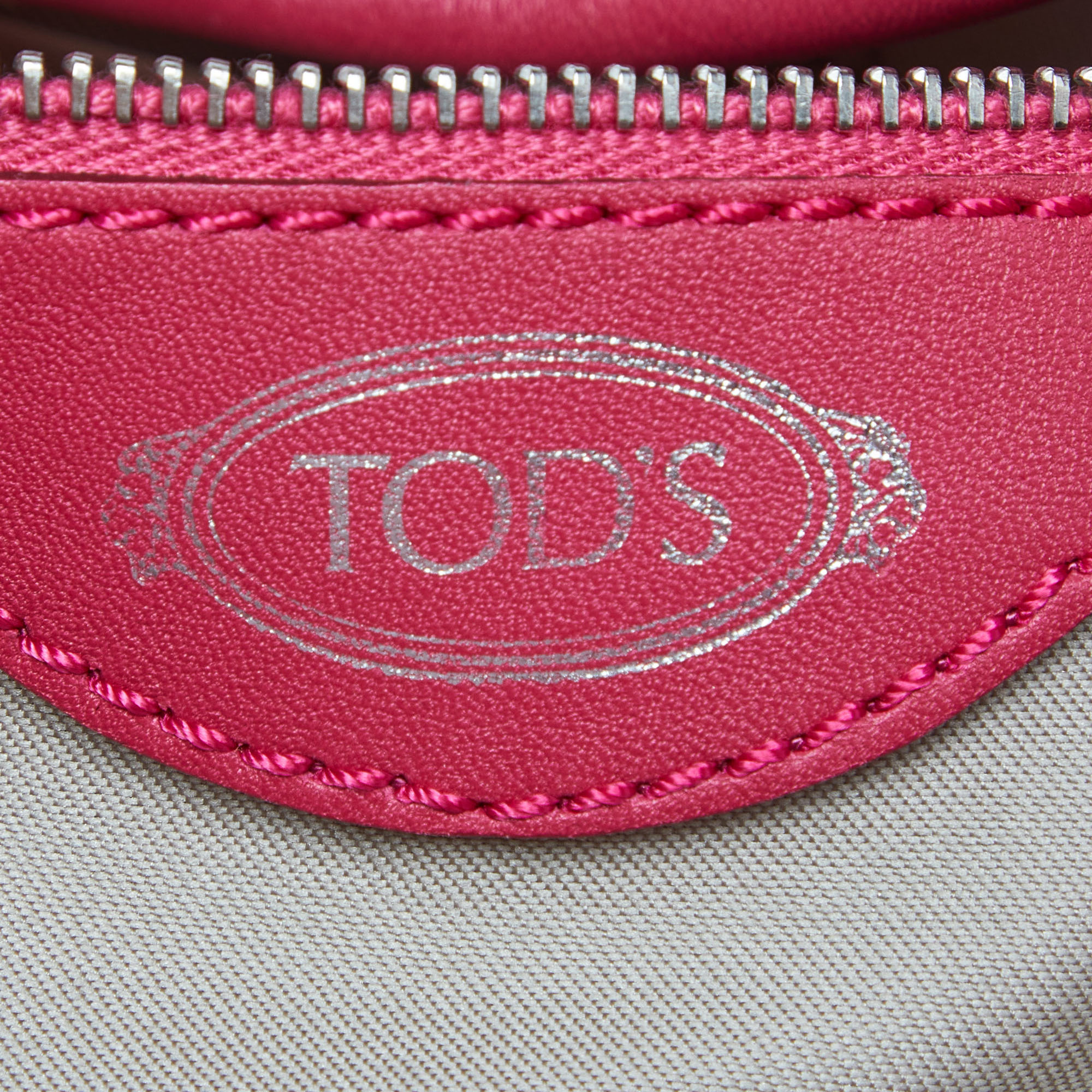 Tod's Pink Leather Media Shopper Tote