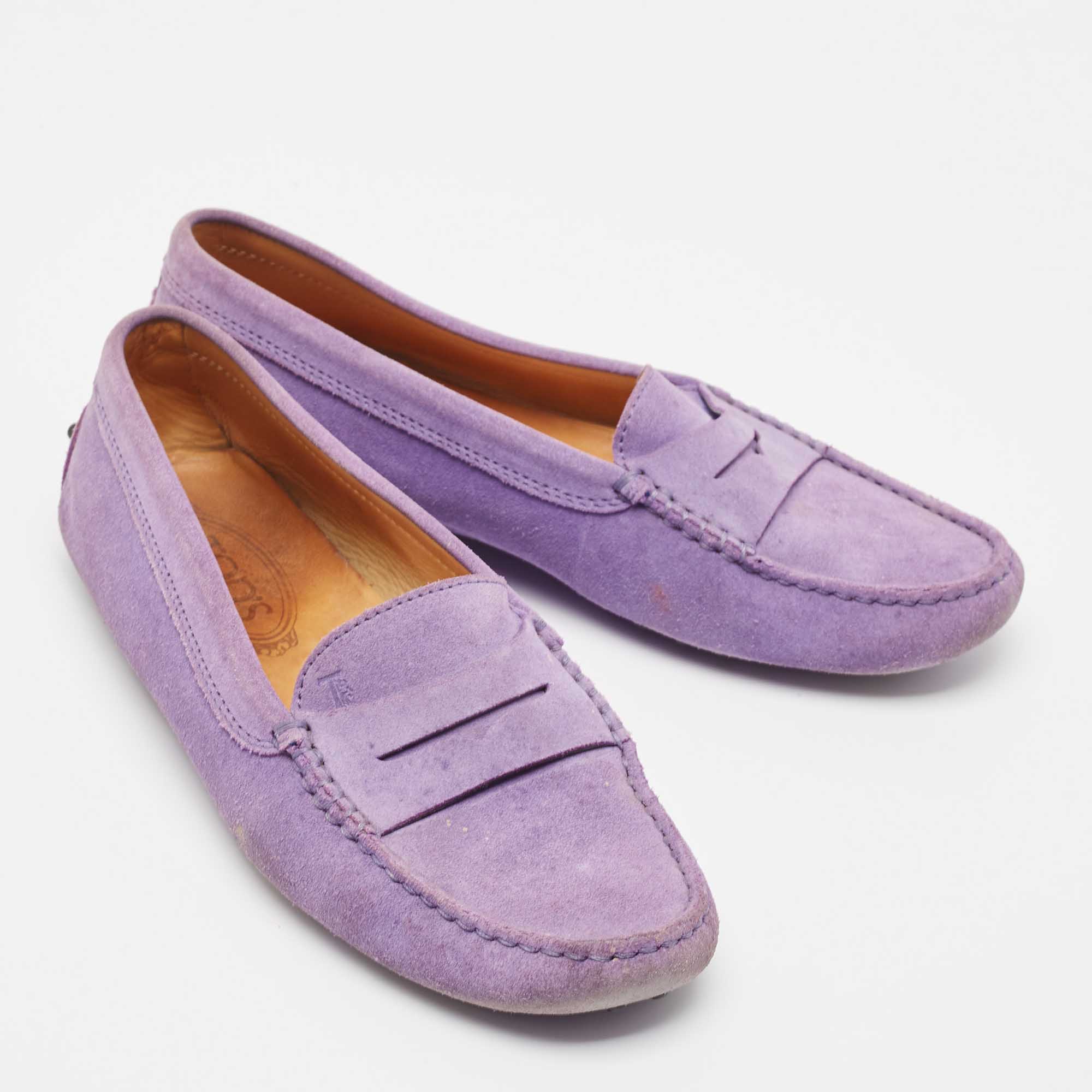 Tod's Purple Suede Gommino Slip On Loafers Size 38