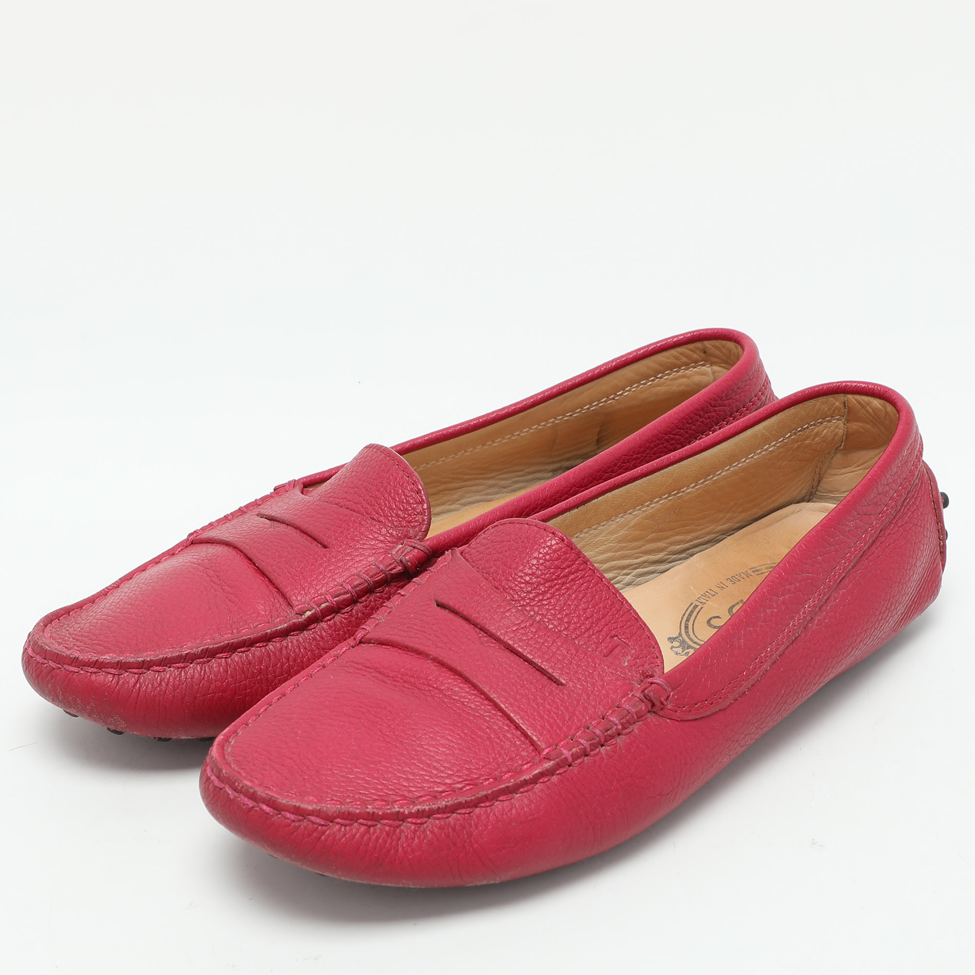 Tod's Pink Leather Penny Loafers Size 37.5