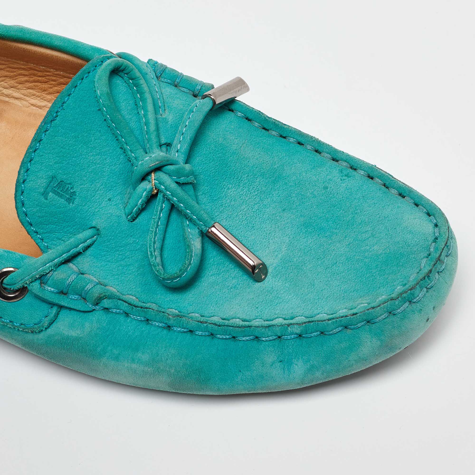 Tod's Turquoise Blue Bow Slip On Loafers Size 37.5