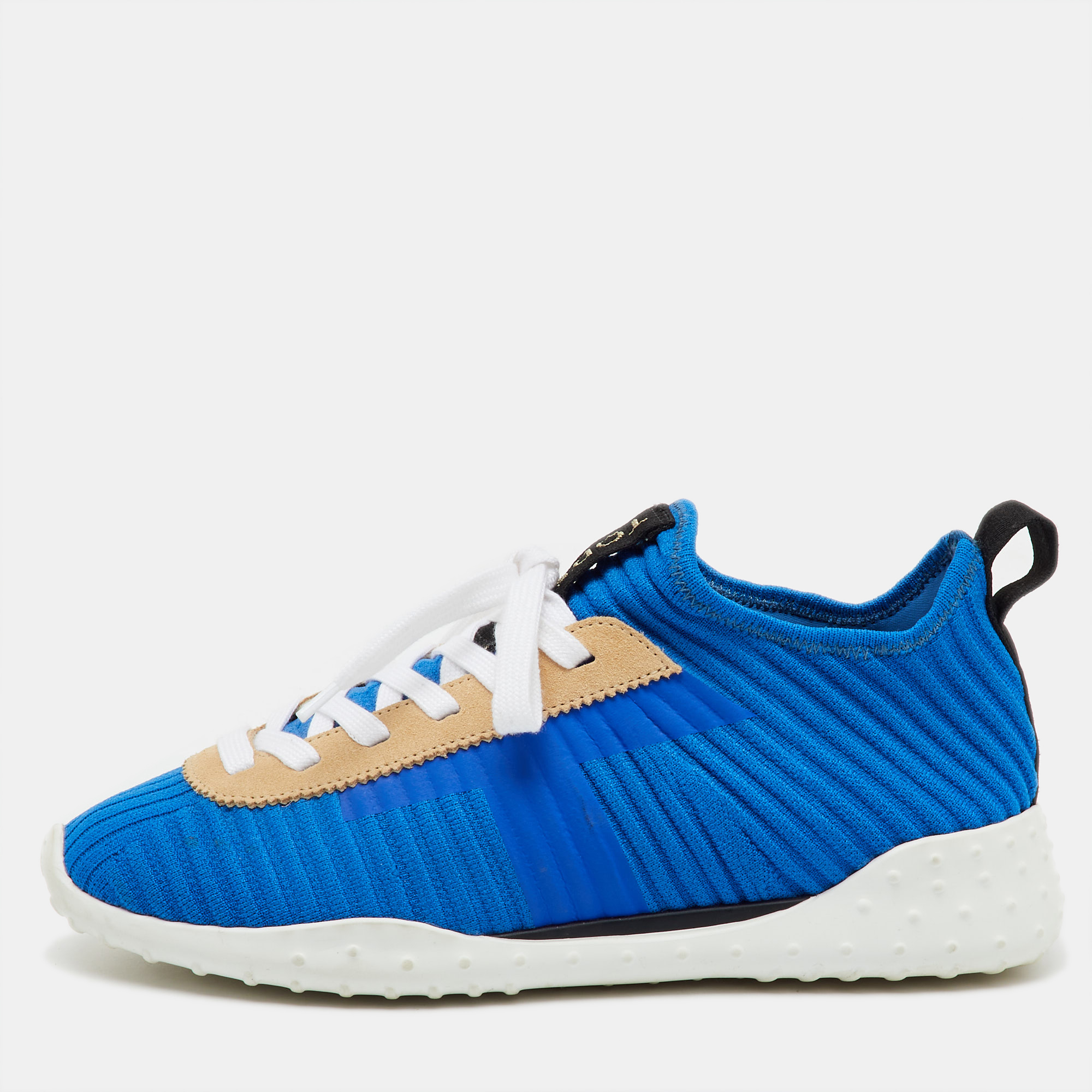 Tod's Blue/Beige Knit Fabric and Suede Sportiva Low Top Sneakers Size
Tod's Blue/Beige Knit Fabric and Suede Sportiva Low Top Sneakers Size