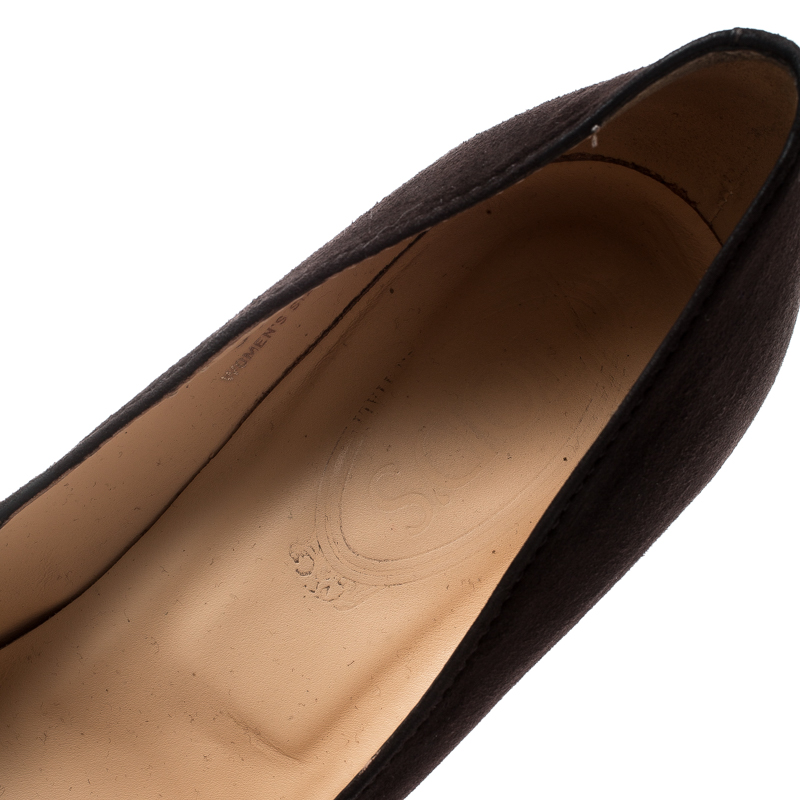 Tod's Brown Suede And Leather Almond Toe Pumps Size 37.5